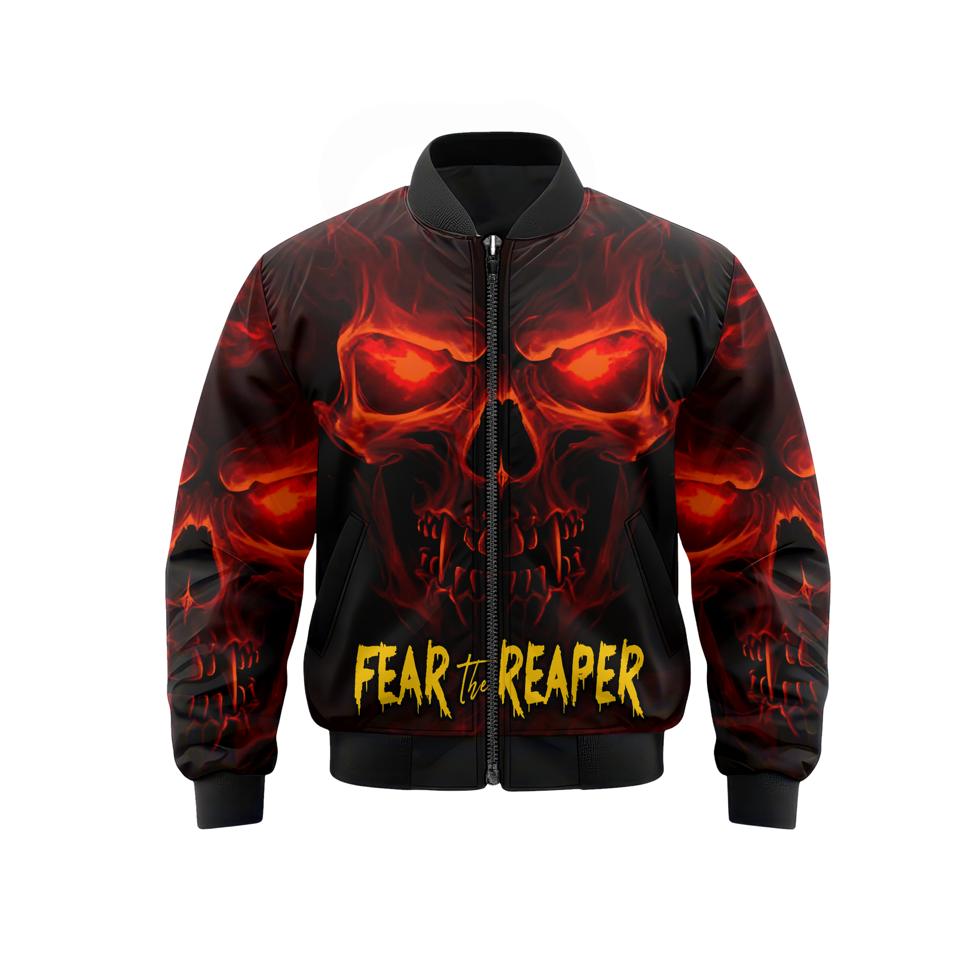 Halloween Skull Hoodie – Fear The Reaper Fire Flame Gothic Sweatshirt, Custom Choo