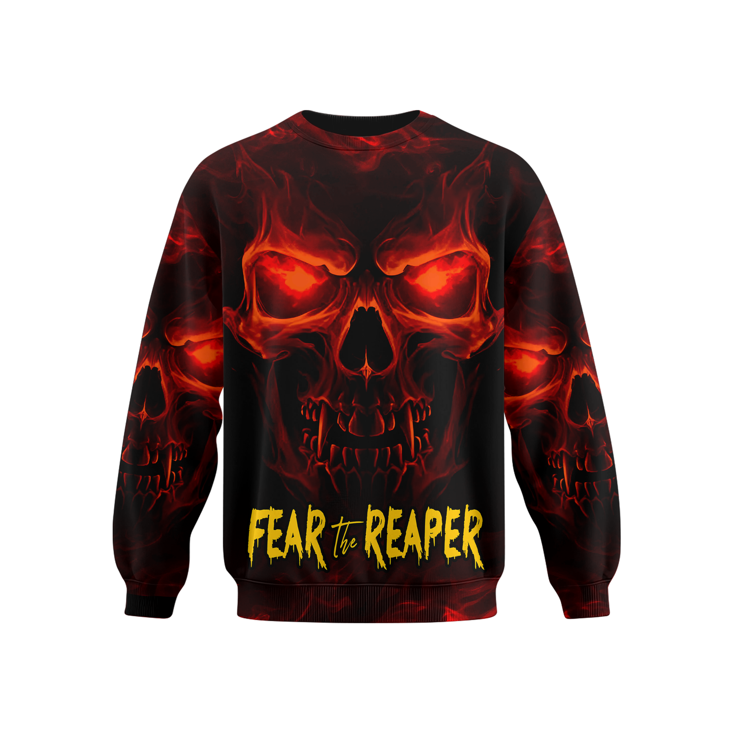 Halloween Skull Hoodie – Fear The Reaper Fire Flame Gothic Sweatshirt, Custom Choo