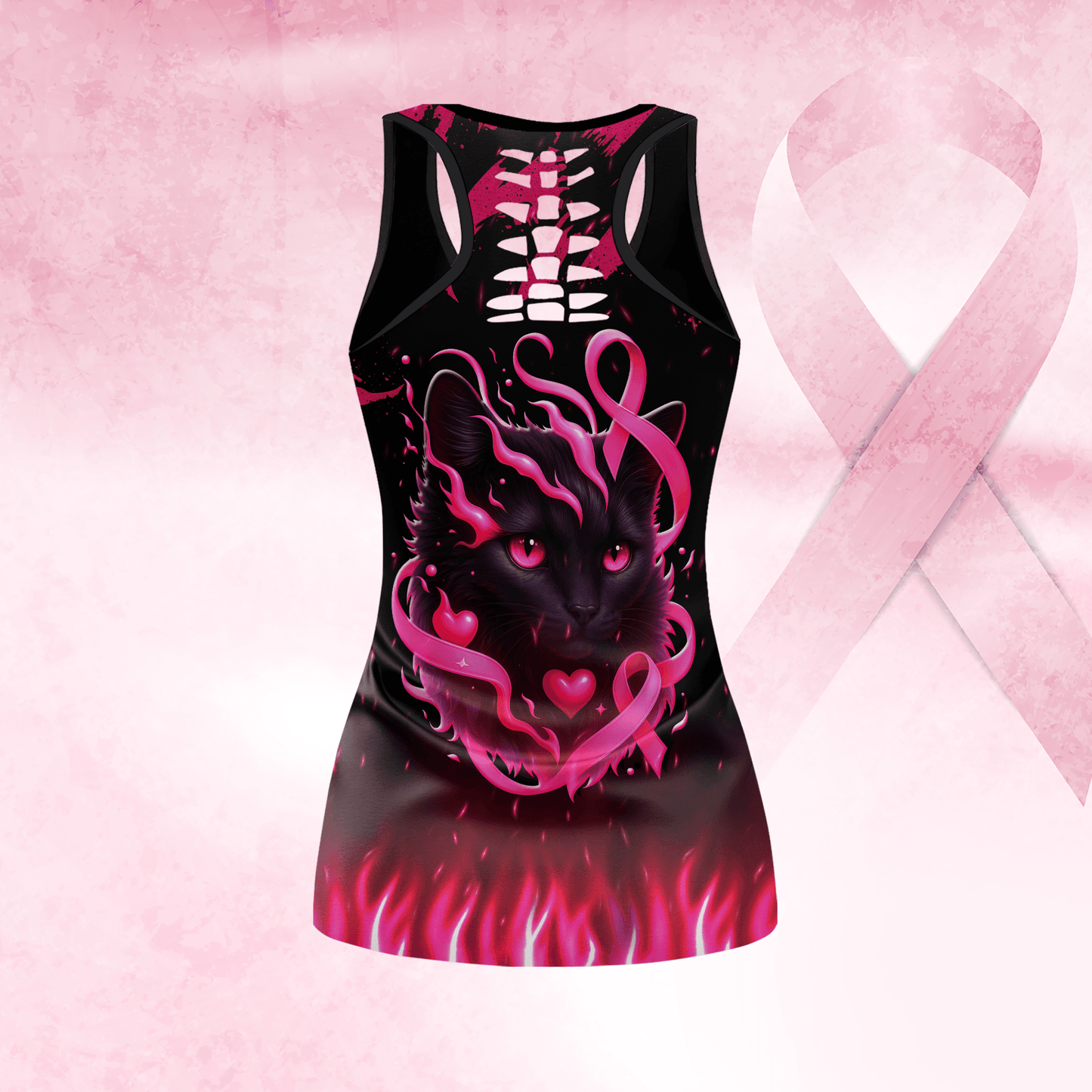 Personalized In October We Wear Pink Black Cat - Combo Legging Breast Cancer Awareness, Custom Choo