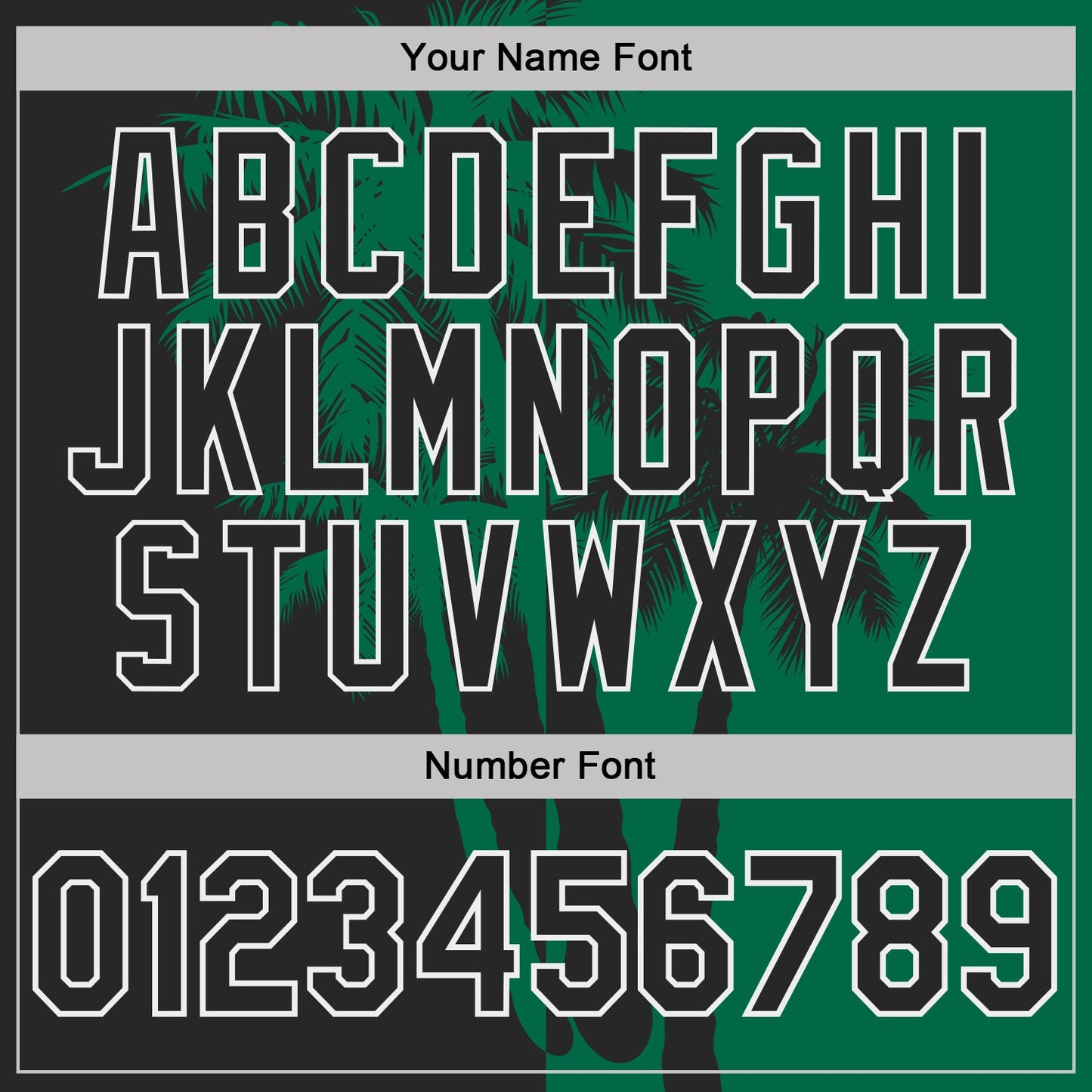 Custom Kelly Green Black-White Hawaii Tropical Coastal Palm Trees Performance T-Shirt
