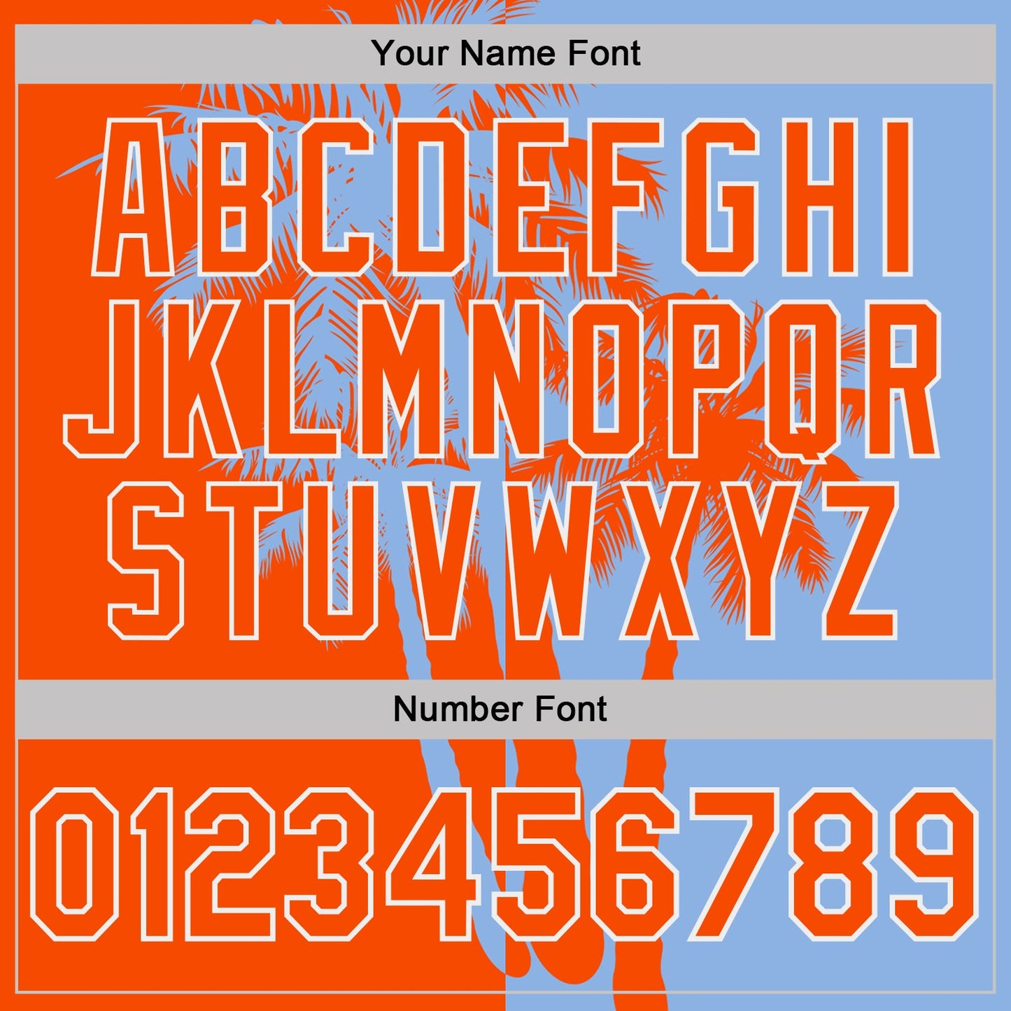 Custom Light Blue Orange-White Hawaii Tropical Coastal Palm Trees Performance T-Shirt