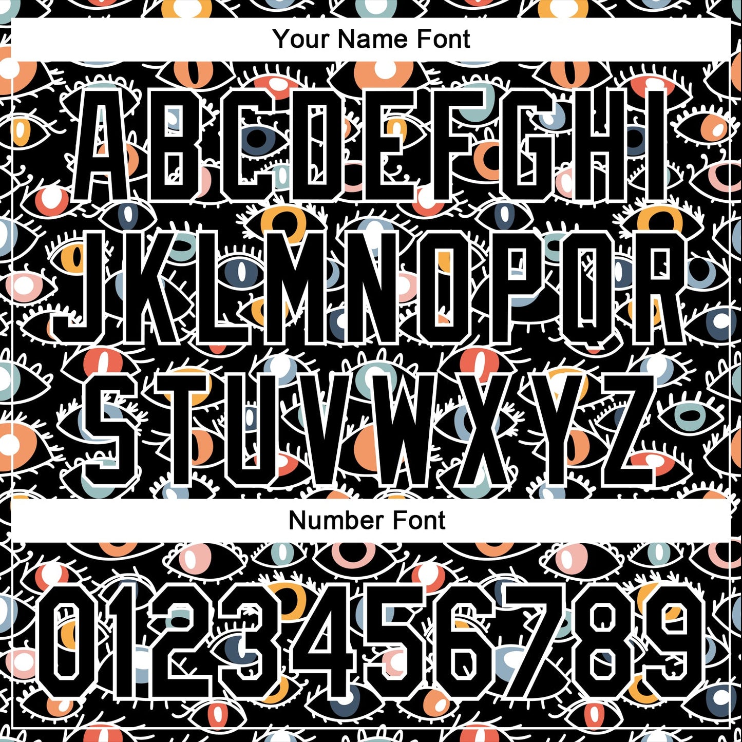 Custom Stitched Black White 3D Pattern Design Evil Eyes Sports Pullover Sweatshirt Hoodie