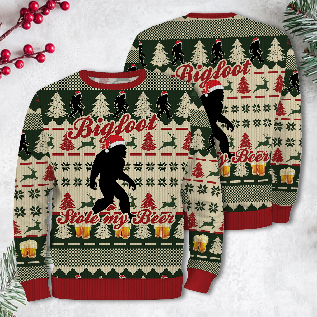 Bigfoot Stole My Beer Christmas Ugly Christmas Sweater