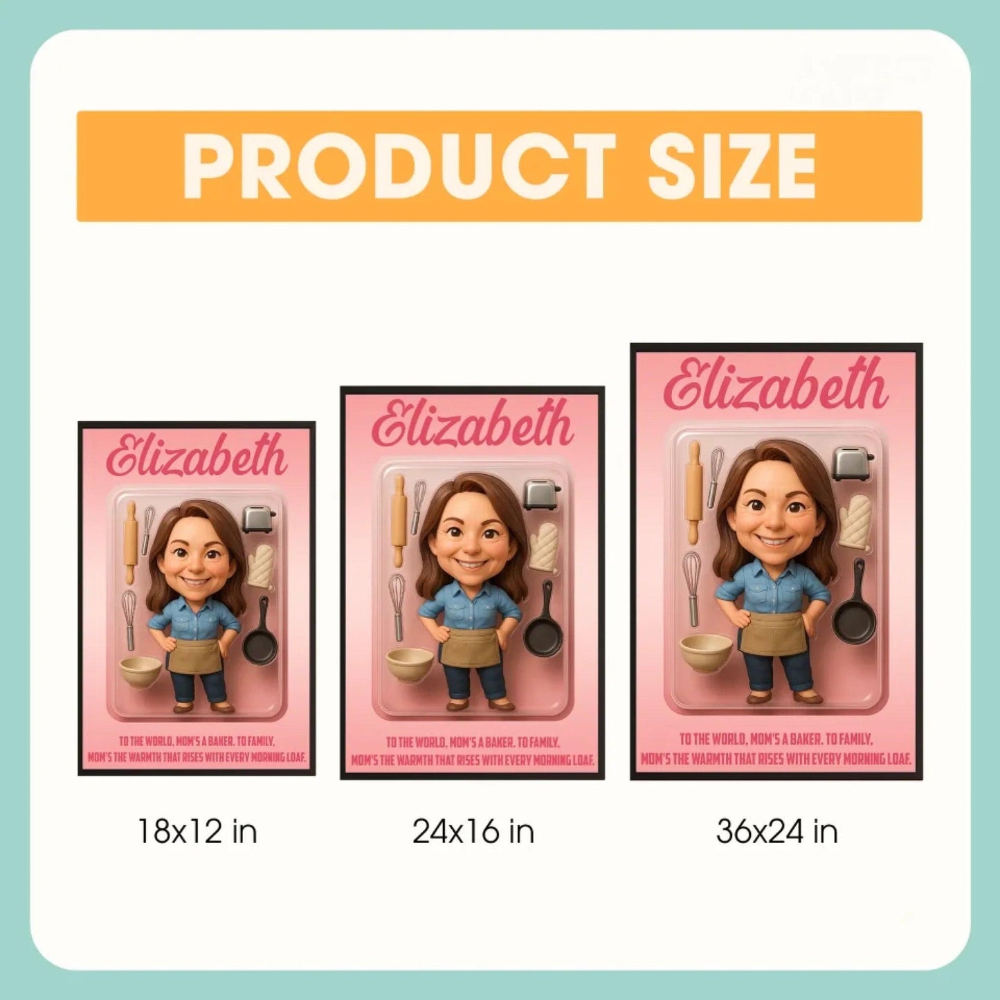 Mother’s Day Gift for Baker Mom - Custom Chibi Photo & Name – Personalized Wall Art - Custom Choo
