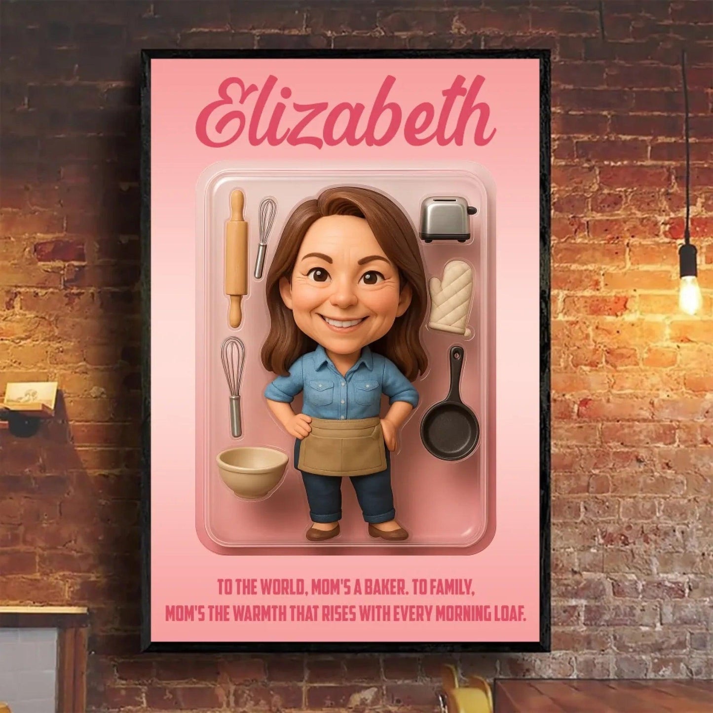 Mother’s Day Gift for Baker Mom - Custom Chibi Photo & Name – Personalized Wall Art - Custom Choo