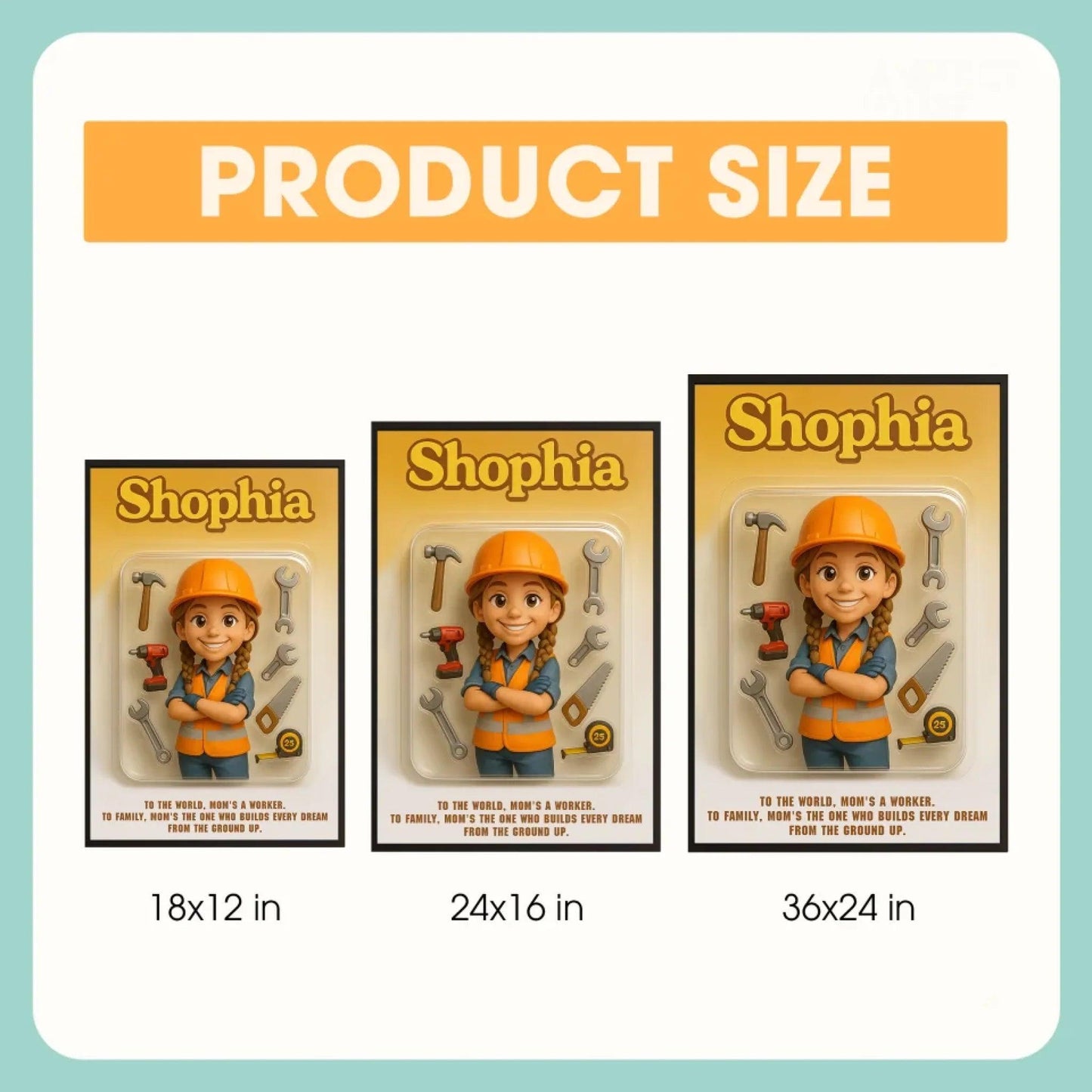 Mother’s Day Gift for Construction Worker Mom - Custom Chibi Photo & Name – Personalized Wall Art - Custom Choo