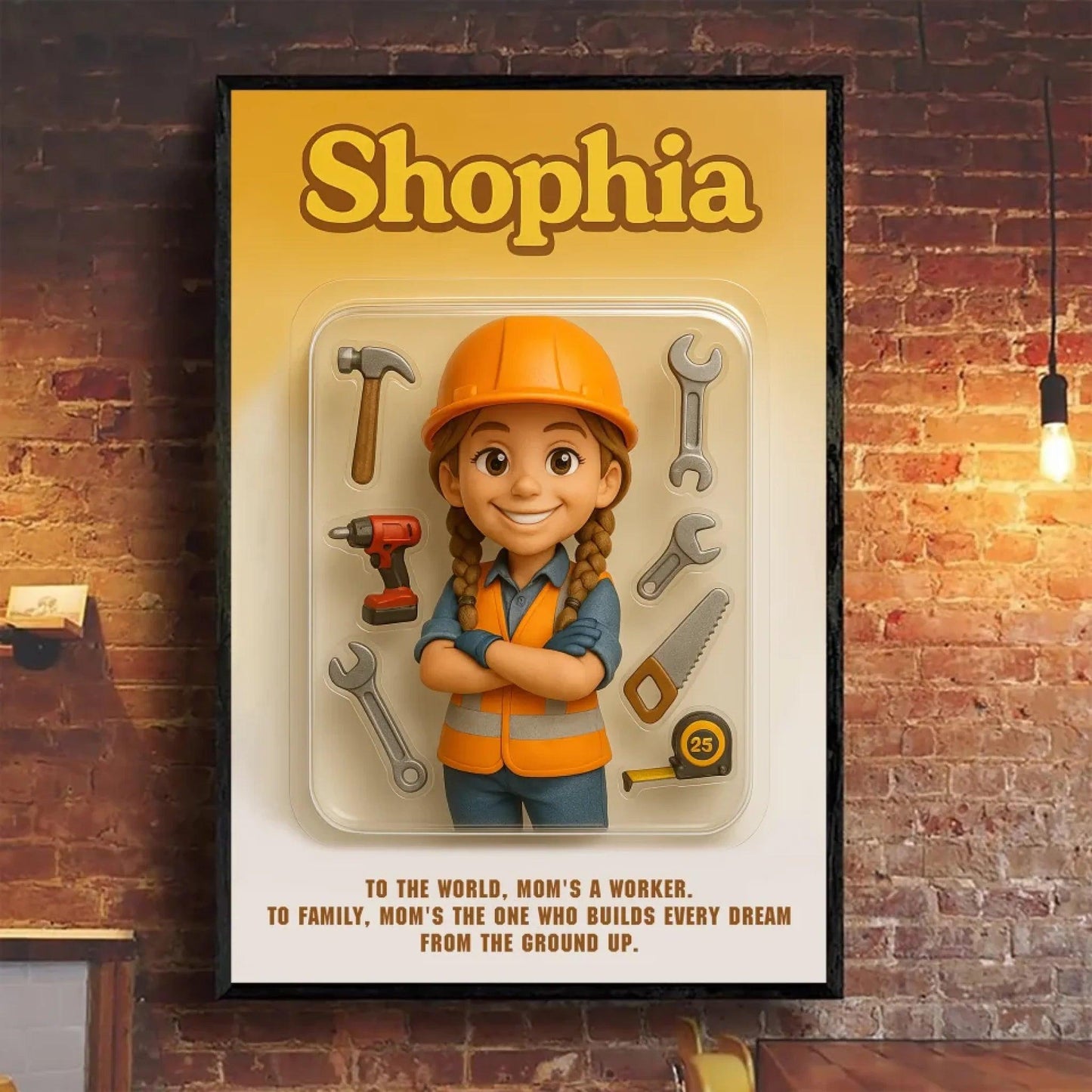 Mother’s Day Gift for Construction Worker Mom - Custom Chibi Photo & Name – Personalized Wall Art - Custom Choo