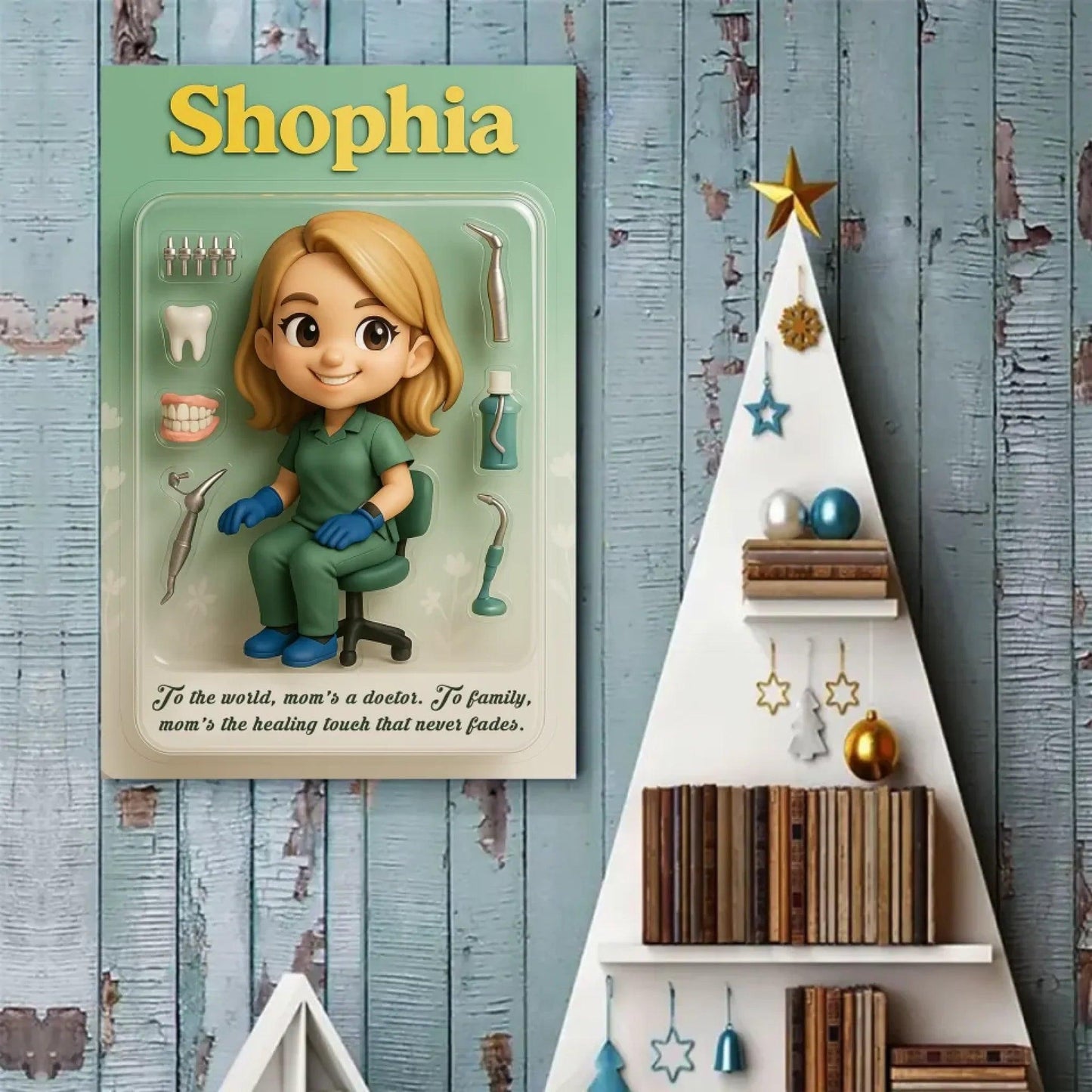 Mother’s Day Gift for Dentist Mom - Custom Chibi Photo & Name – Personalized Wall Art - Custom Choo