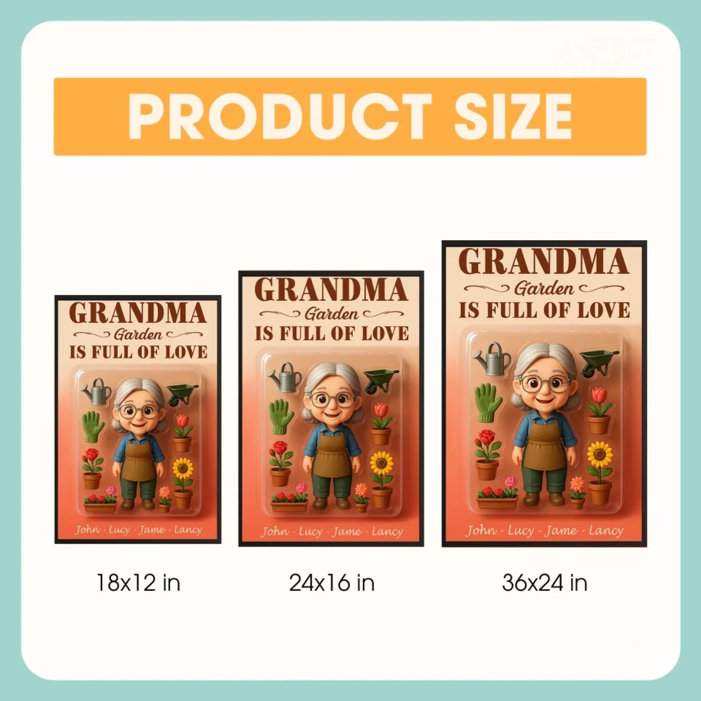 Mother’s Day Gift for Grandma Garden - Custom Chibi Photo & Name – Personalized Wall Art - Custom Choo