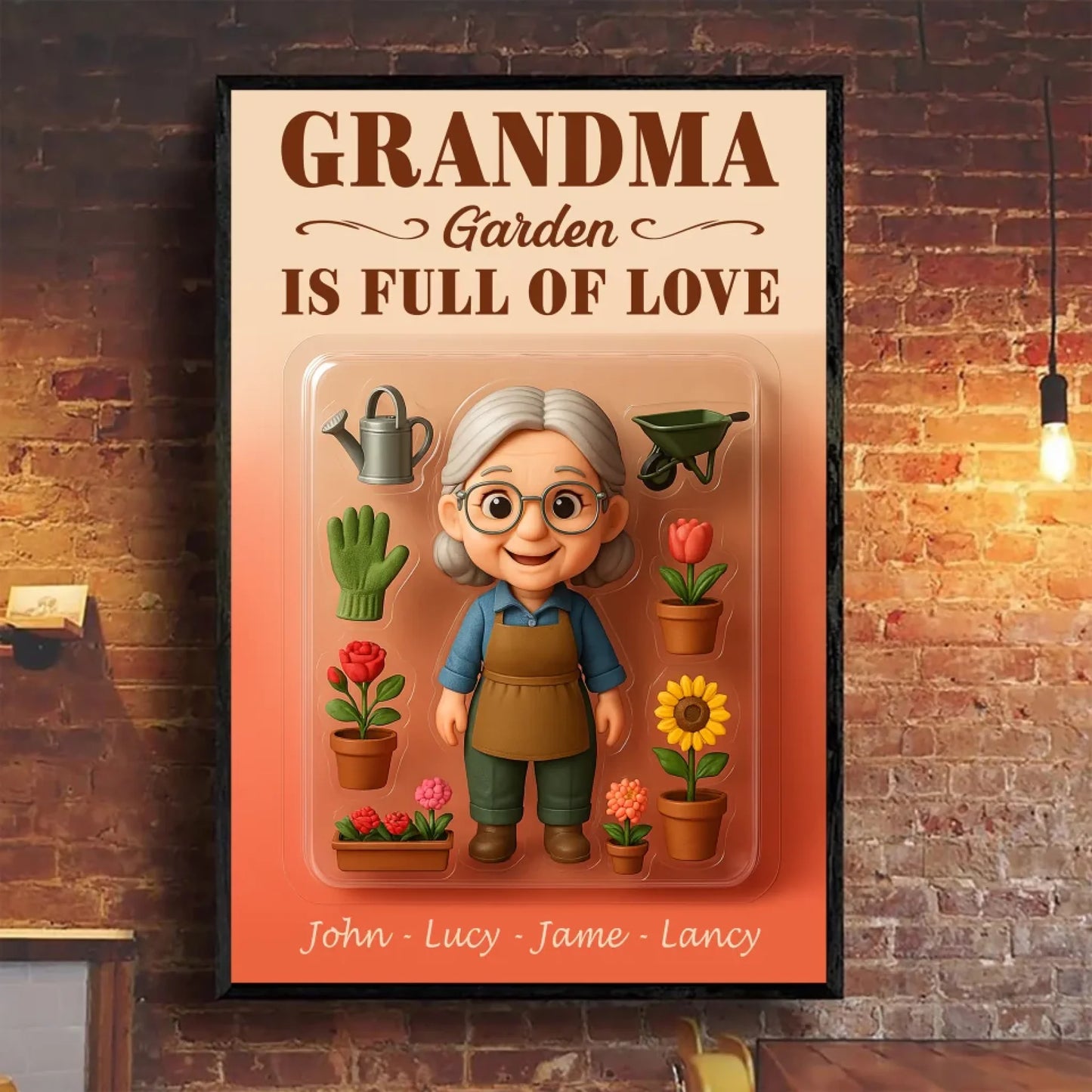 Mother’s Day Gift for Grandma Garden - Custom Chibi Photo & Name – Personalized Wall Art - Custom Choo