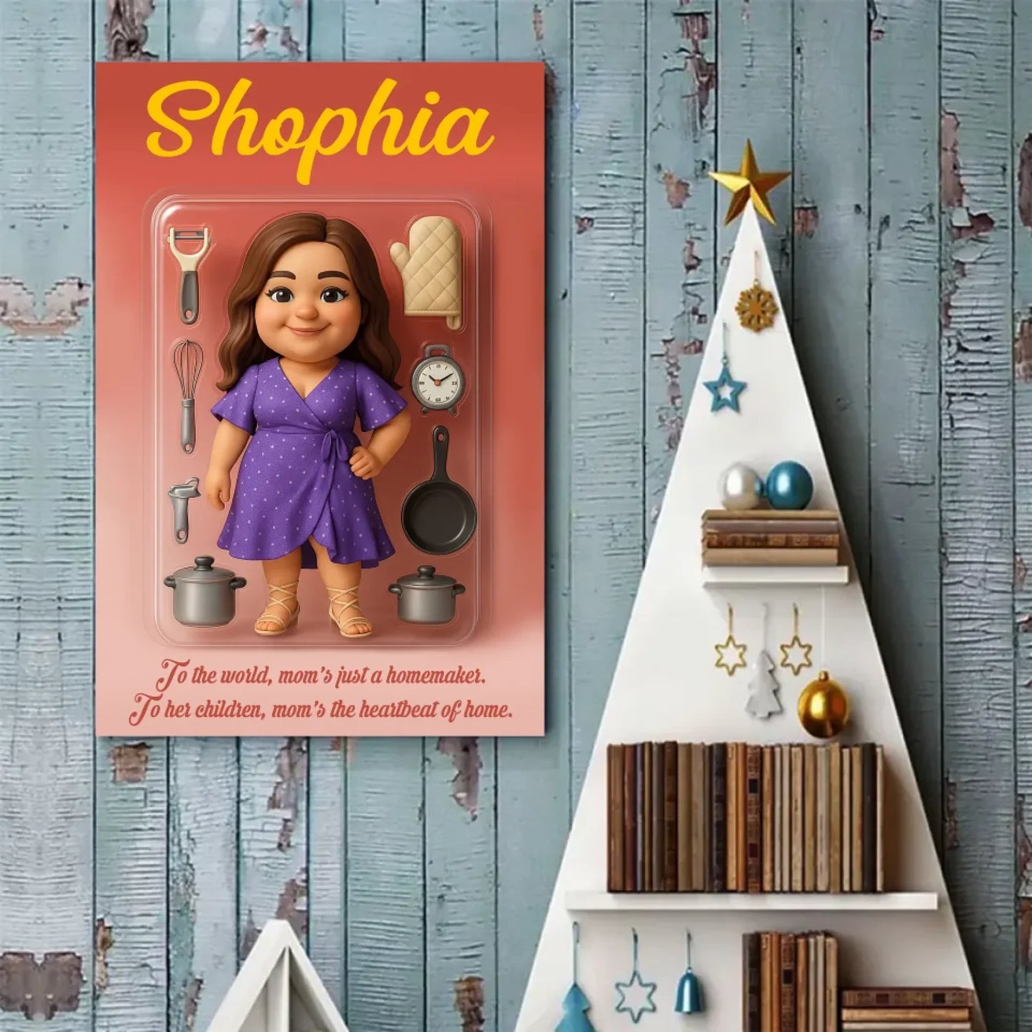 Mother’s Day Gift for Homemaker Mom - Custom Chibi Photo & Name – Personalized Wall Art - Custom Choo