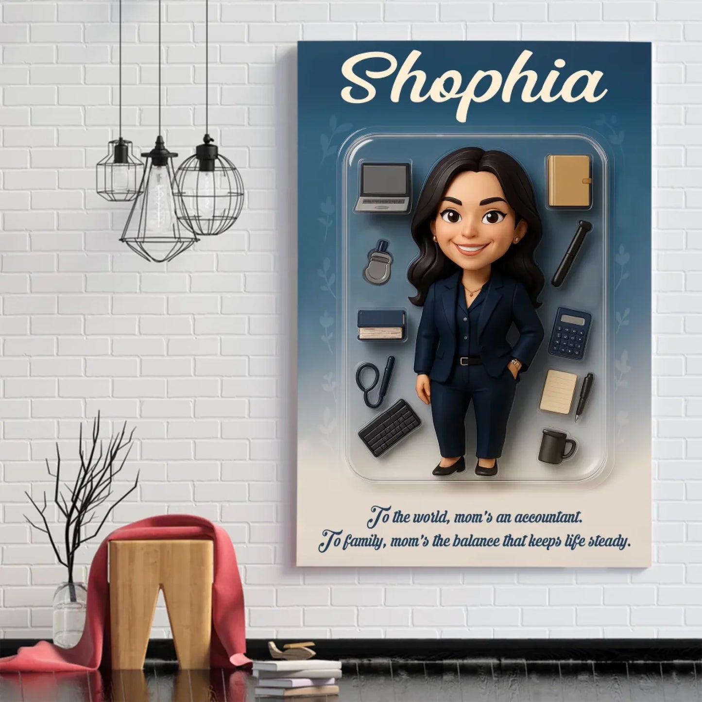 Mother’s Day Gift for Accountant Mom - Custom Chibi Photo & Name – Personalized Wall Art - Custom Choo