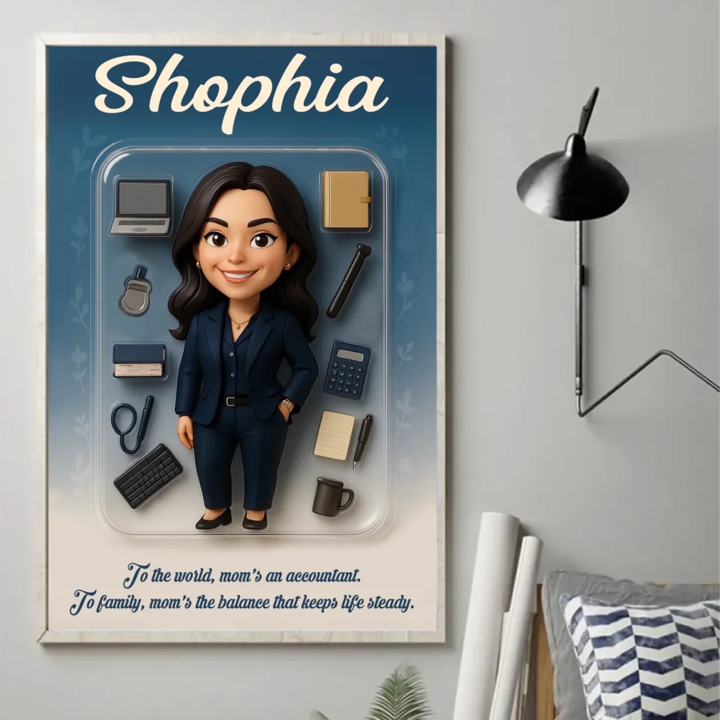 Mother’s Day Gift for Accountant Mom - Custom Chibi Photo & Name – Personalized Wall Art - Custom Choo