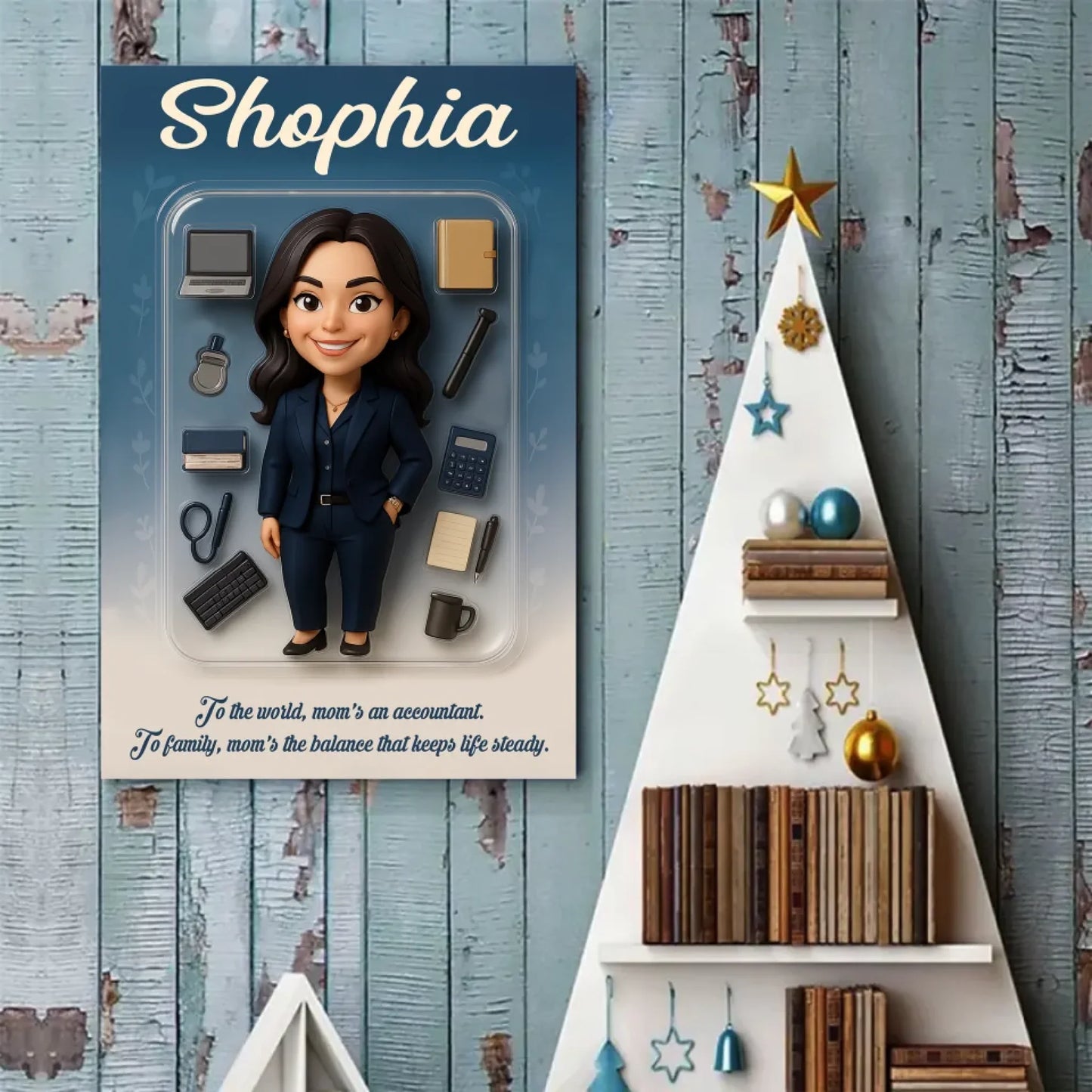 Mother’s Day Gift for Accountant Mom - Custom Chibi Photo & Name – Personalized Wall Art - Custom Choo