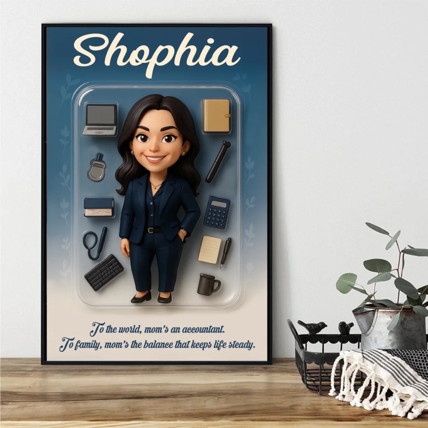 Mother’s Day Gift for Accountant Mom - Custom Chibi Photo & Name – Personalized Wall Art - Custom Choo