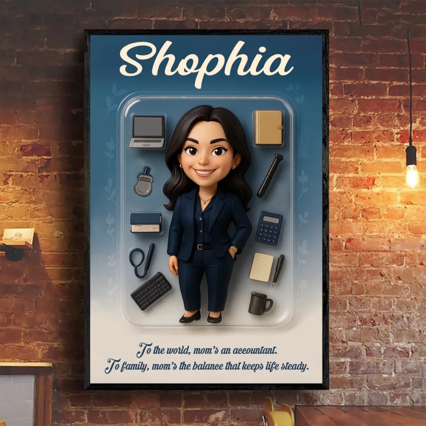 Mother’s Day Gift for Accountant Mom - Custom Chibi Photo & Name – Personalized Wall Art - Custom Choo