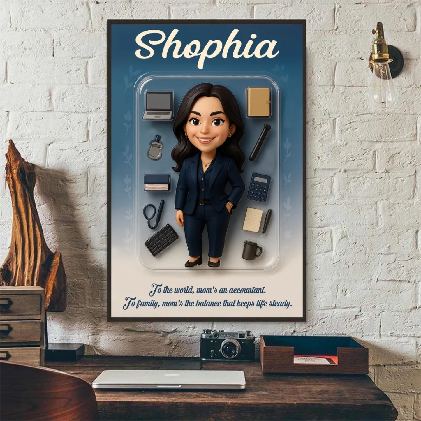 Mother’s Day Gift for Accountant Mom - Custom Chibi Photo & Name – Personalized Wall Art - Custom Choo