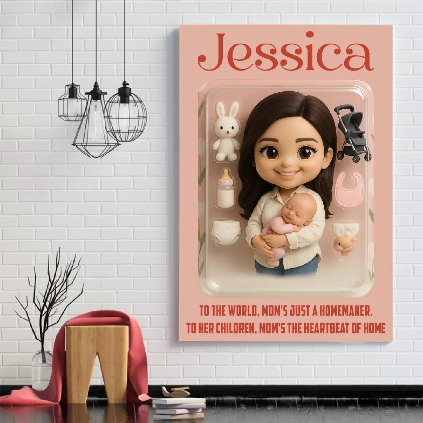 Mother’s Day Gift for New Mom - Custom Chibi Photo & Name – Personalized Wall Art - Custom Choo