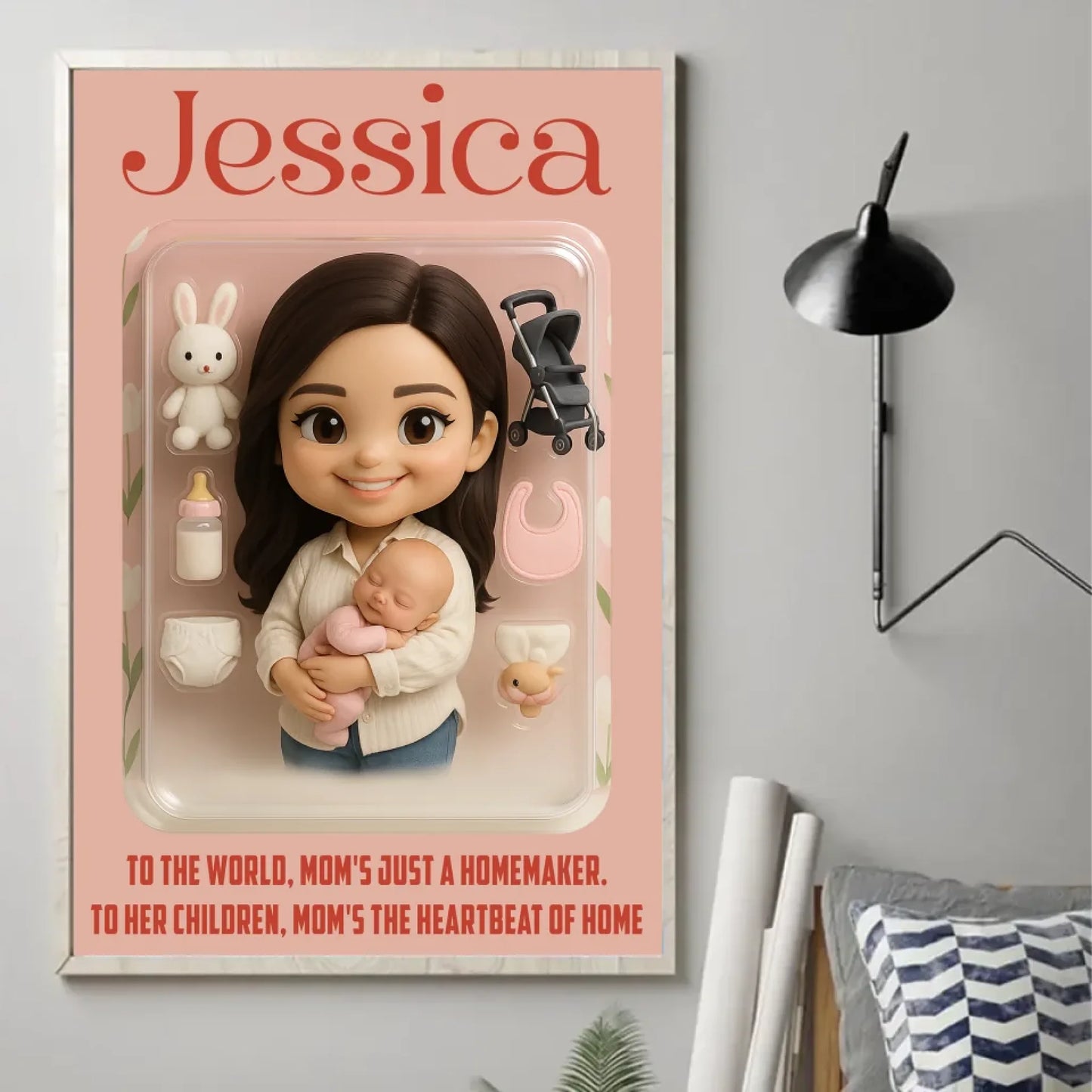 Mother’s Day Gift for New Mom - Custom Chibi Photo & Name – Personalized Wall Art - Custom Choo