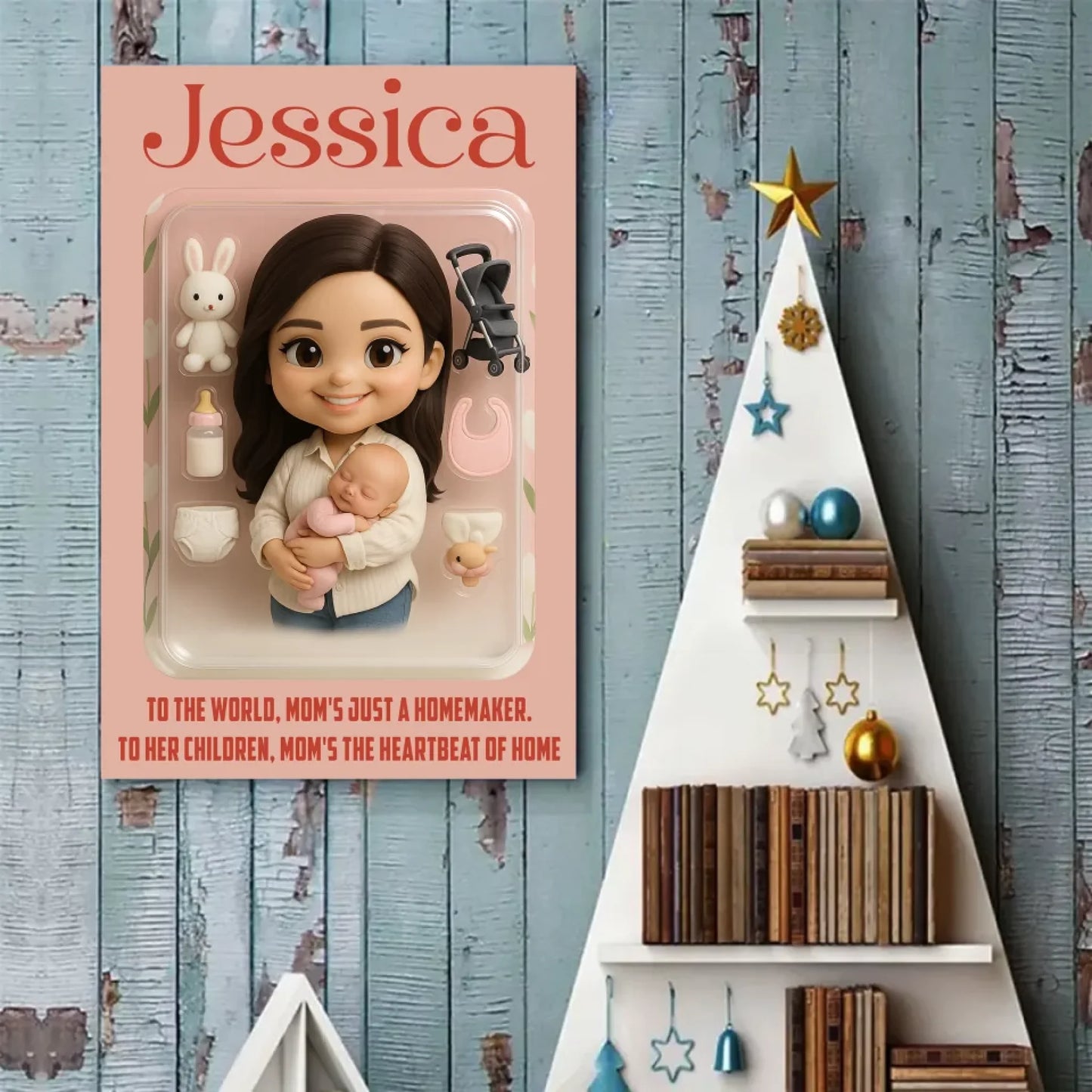 Mother’s Day Gift for New Mom - Custom Chibi Photo & Name – Personalized Wall Art - Custom Choo