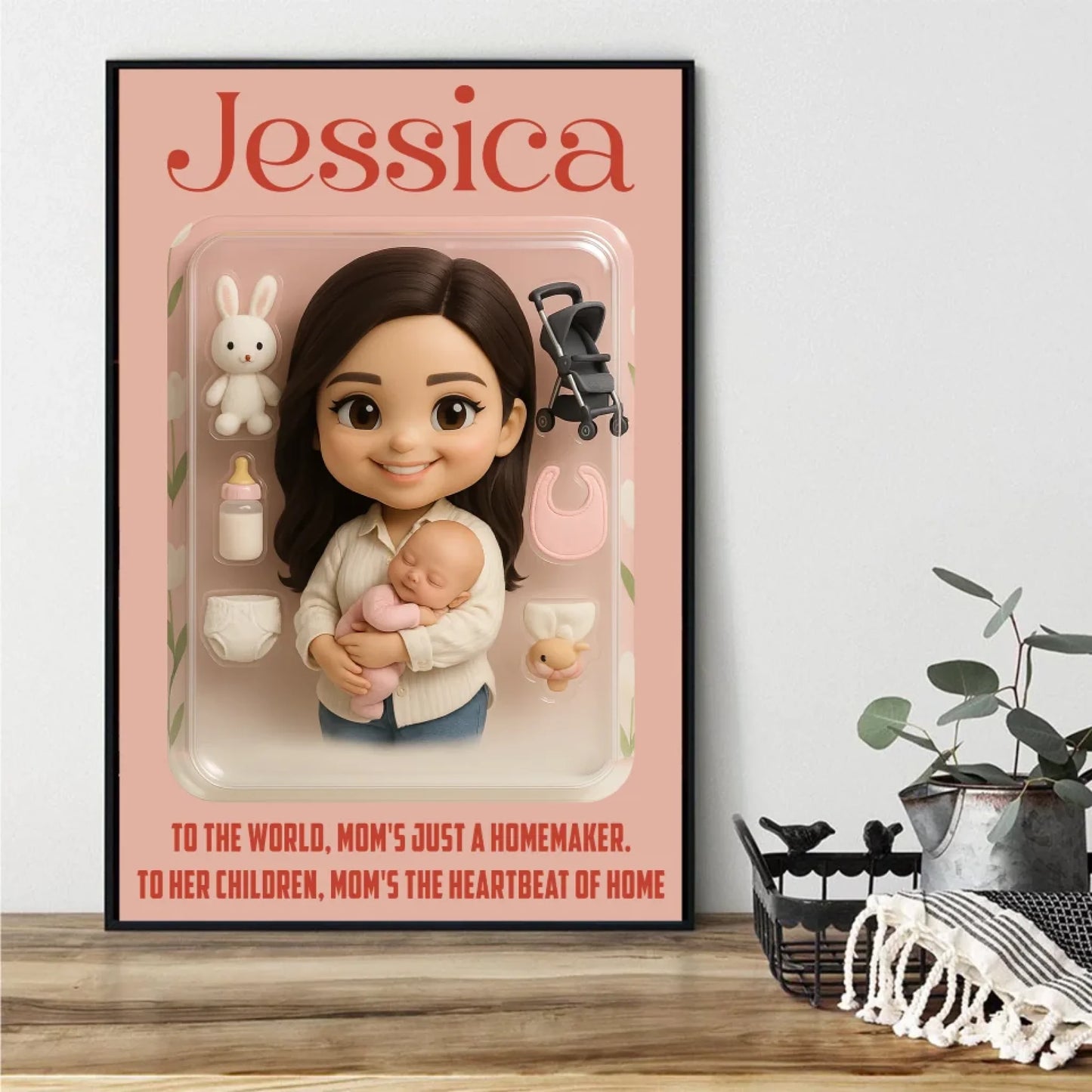 Mother’s Day Gift for New Mom - Custom Chibi Photo & Name – Personalized Wall Art - Custom Choo
