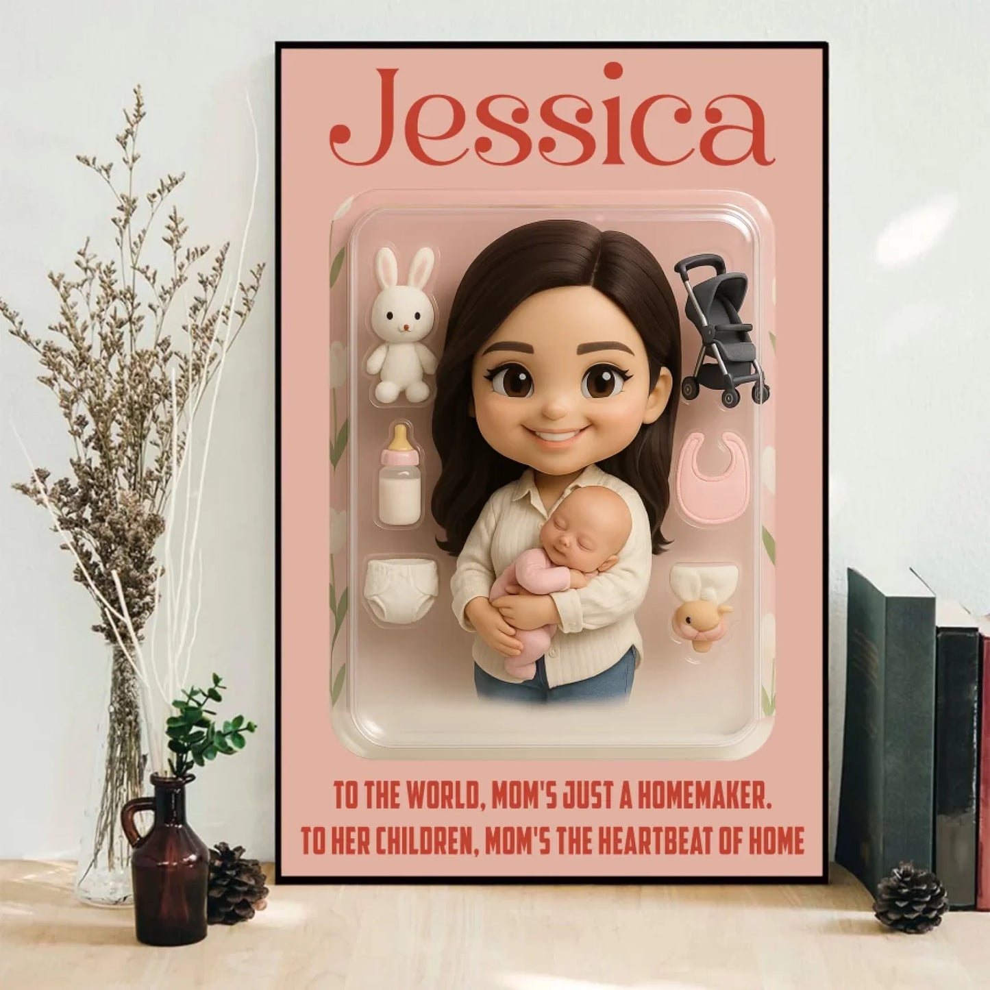 Mother’s Day Gift for New Mom - Custom Chibi Photo & Name – Personalized Wall Art - Custom Choo
