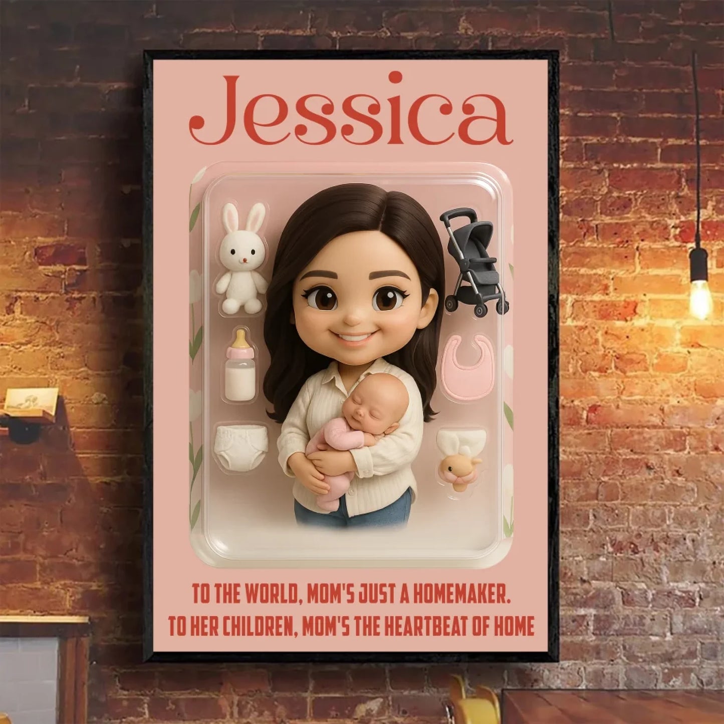 Mother’s Day Gift for New Mom - Custom Chibi Photo & Name – Personalized Wall Art - Custom Choo