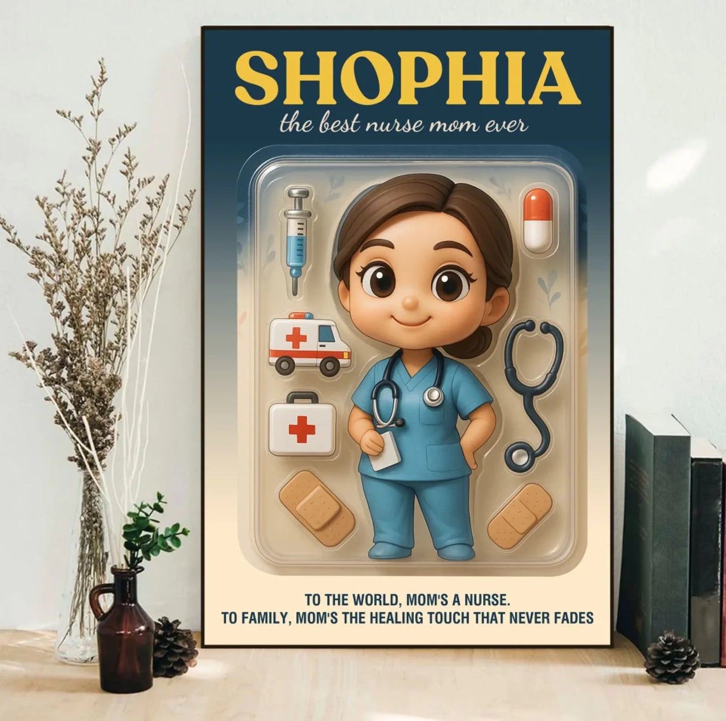 Mother’s Day Gift for Doctor Mom - Custom Chibi Photo & Name – Personalized Wall Art - Custom Choo