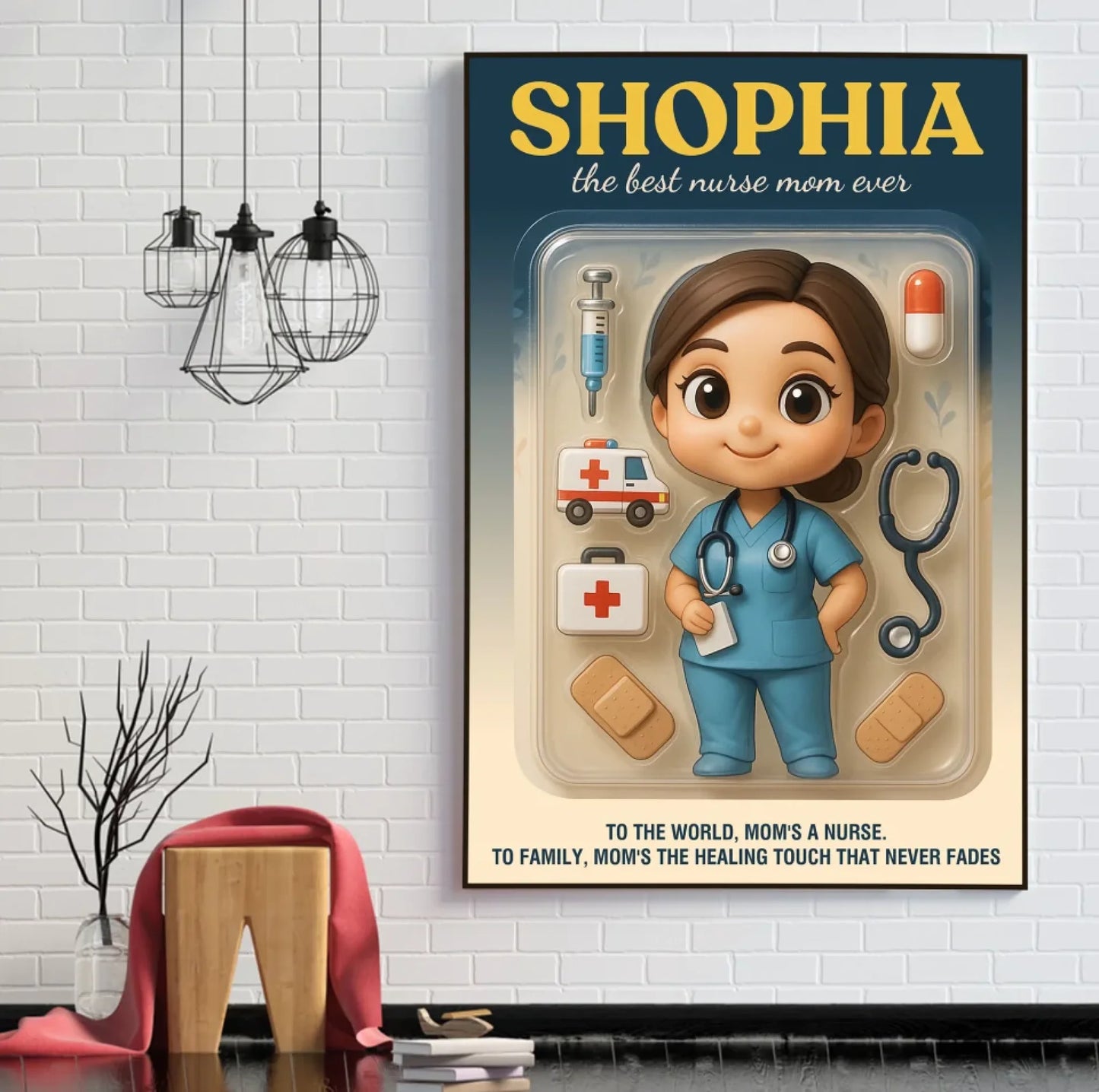 Mother’s Day Gift for Doctor Mom - Custom Chibi Photo & Name – Personalized Wall Art - Custom Choo