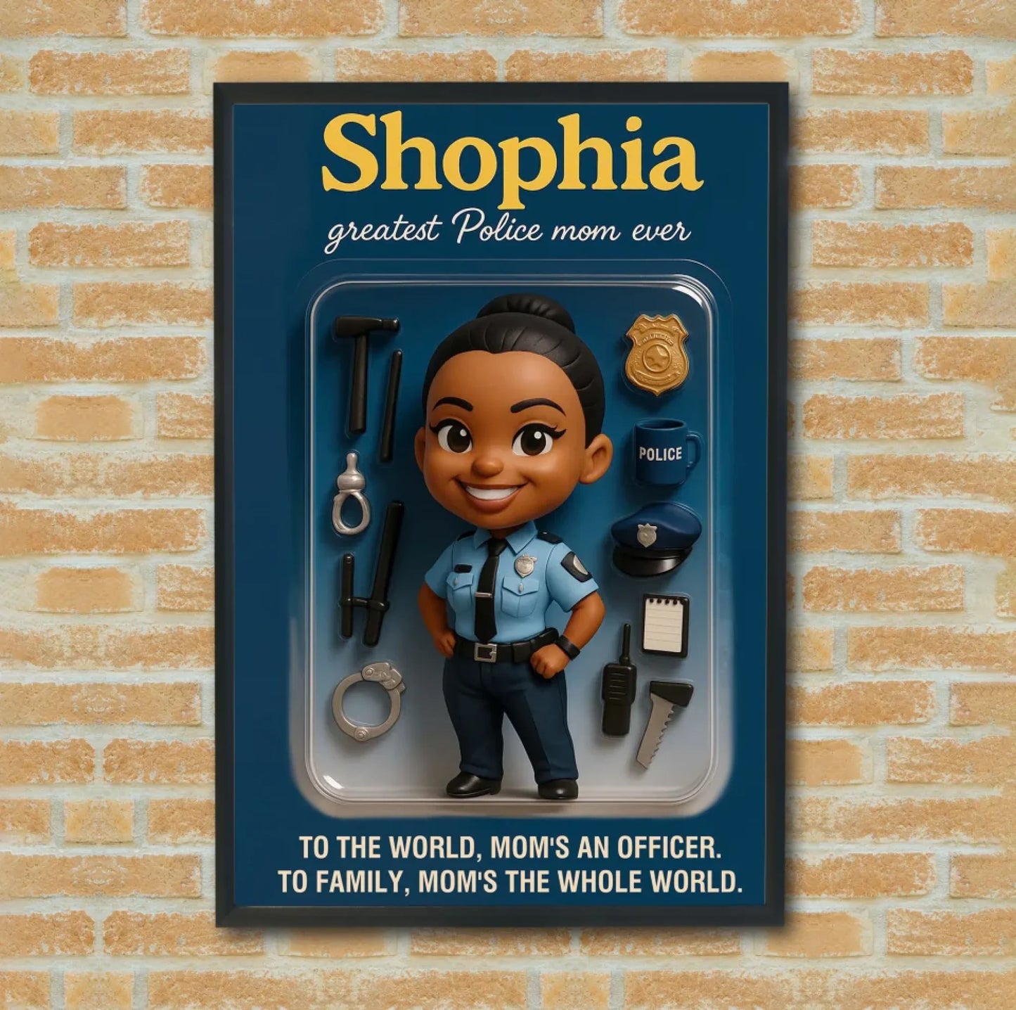 Mother’s Day Gift for Police Mom - Custom Chibi Photo & Name – Personalized Wall Art - Custom Choo