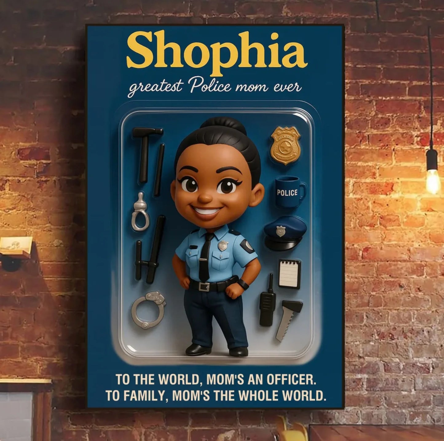 Mother’s Day Gift for Police Mom - Custom Chibi Photo & Name – Personalized Wall Art - Custom Choo