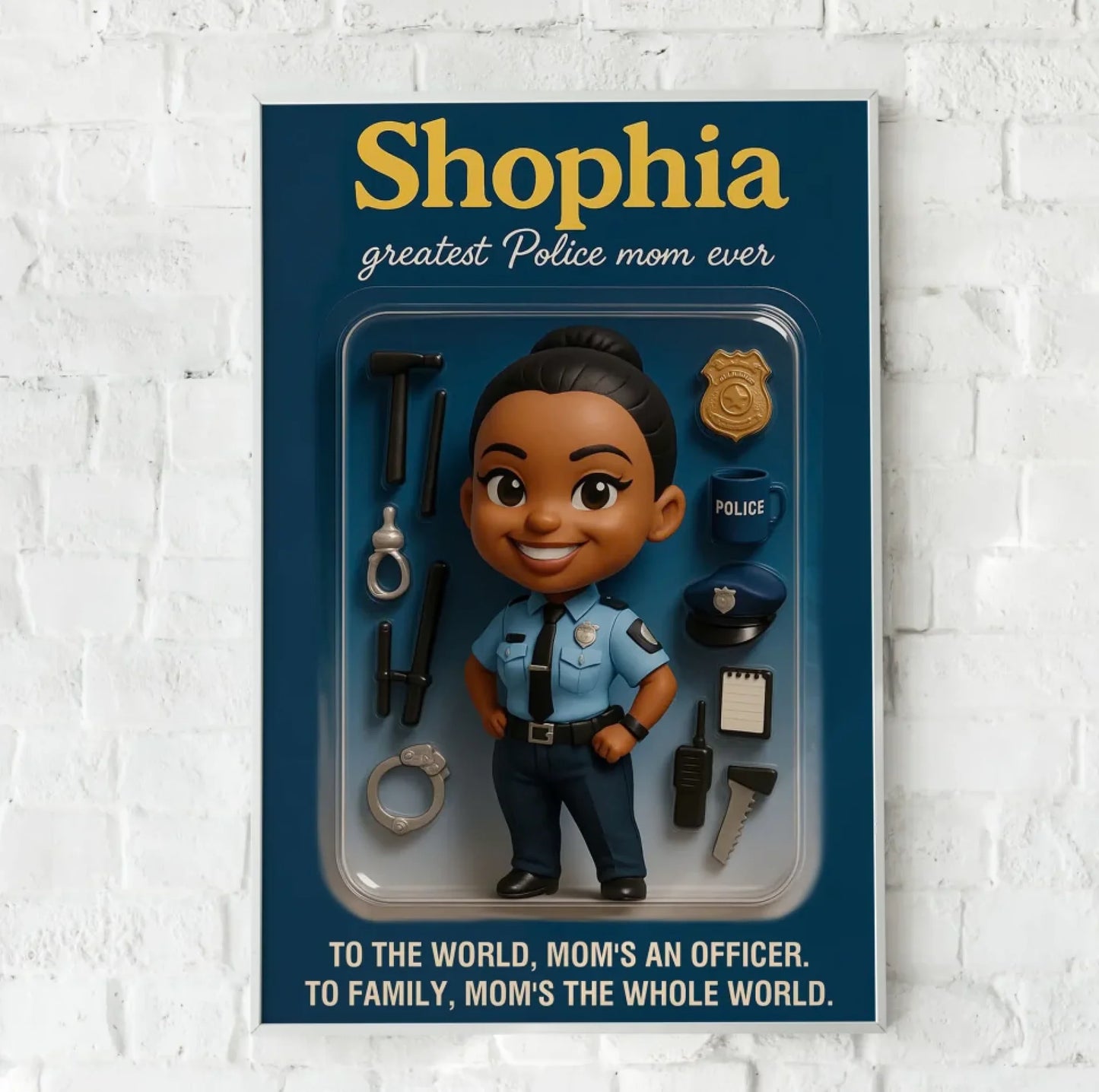 Mother’s Day Gift for Police Mom - Custom Chibi Photo & Name – Personalized Wall Art - Custom Choo