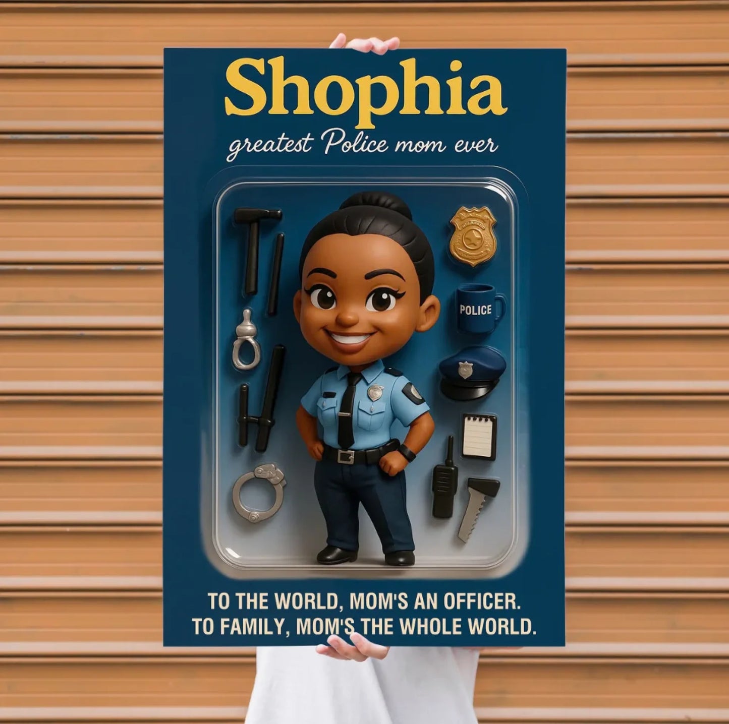 Mother’s Day Gift for Police Mom - Custom Chibi Photo & Name – Personalized Wall Art - Custom Choo