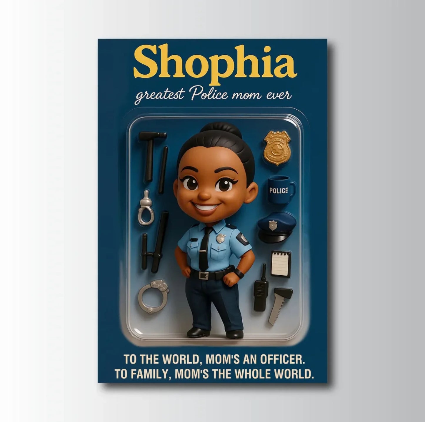 Mother’s Day Gift for Police Mom - Custom Chibi Photo & Name – Personalized Wall Art - Custom Choo