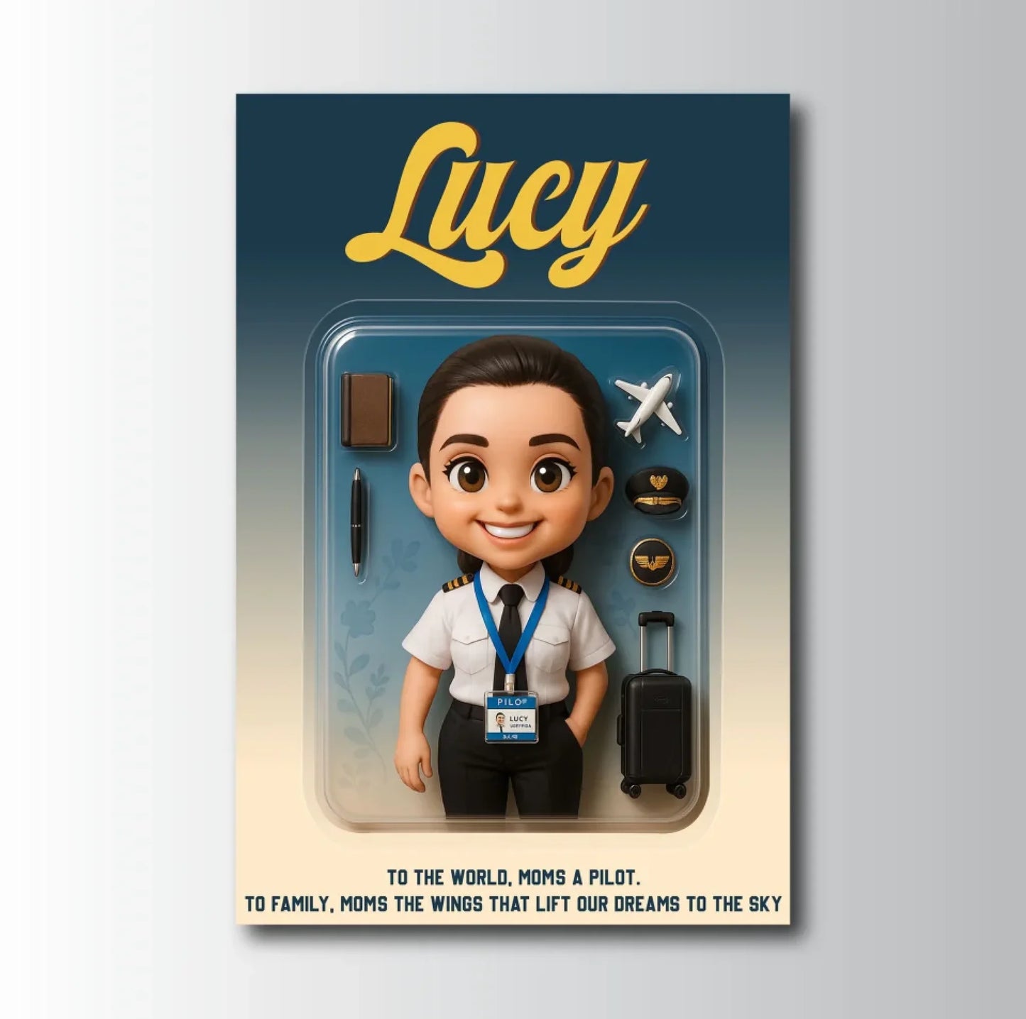 Mother’s Day Gift for Pilot Mom - Custom Chibi Photo & Name – Personalized Wall Art - Custom Choo