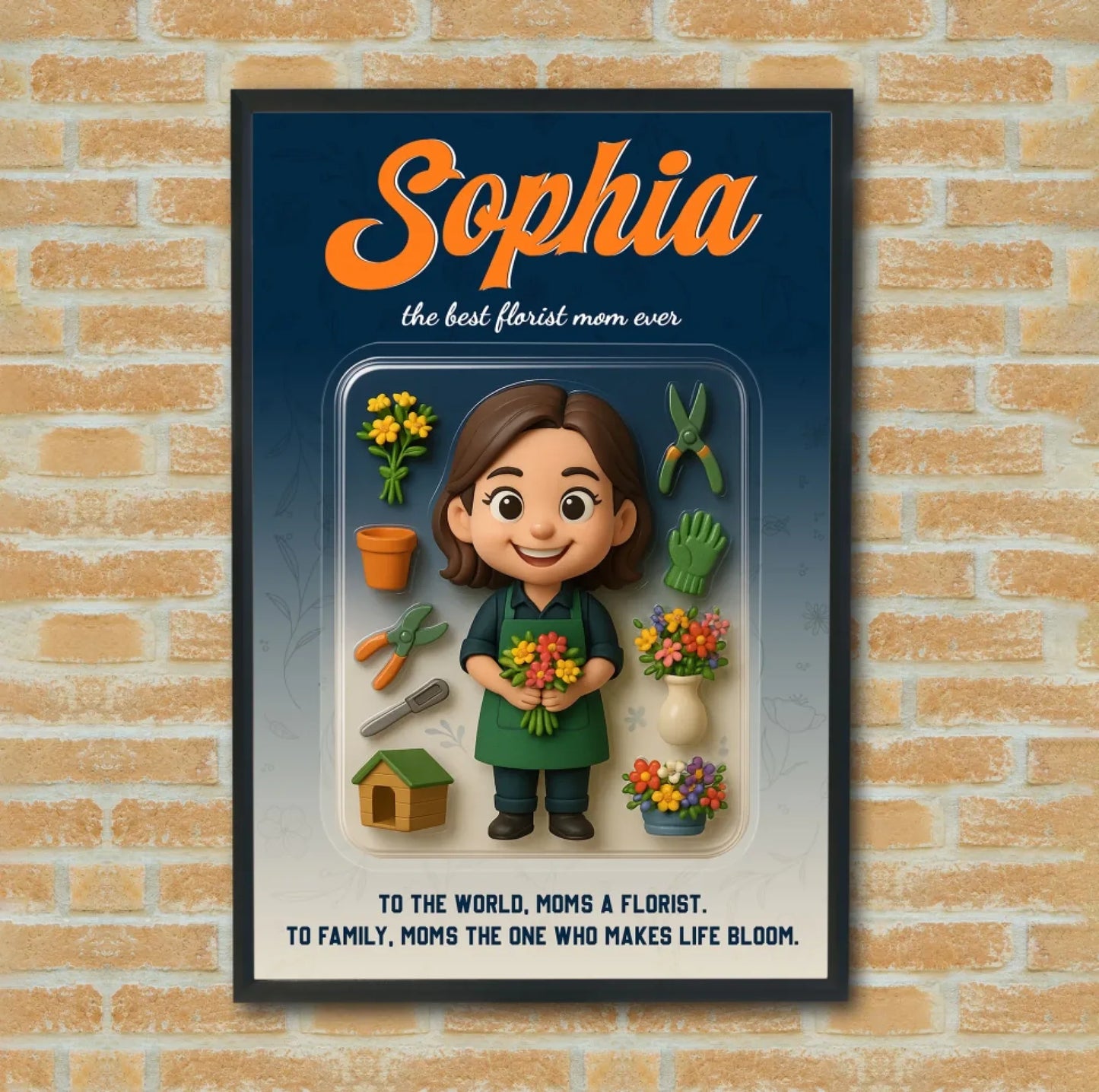 Mother’s Day Gift for Florist Mom - Custom Chibi Photo & Name – Personalized Wall Art - Custom Choo