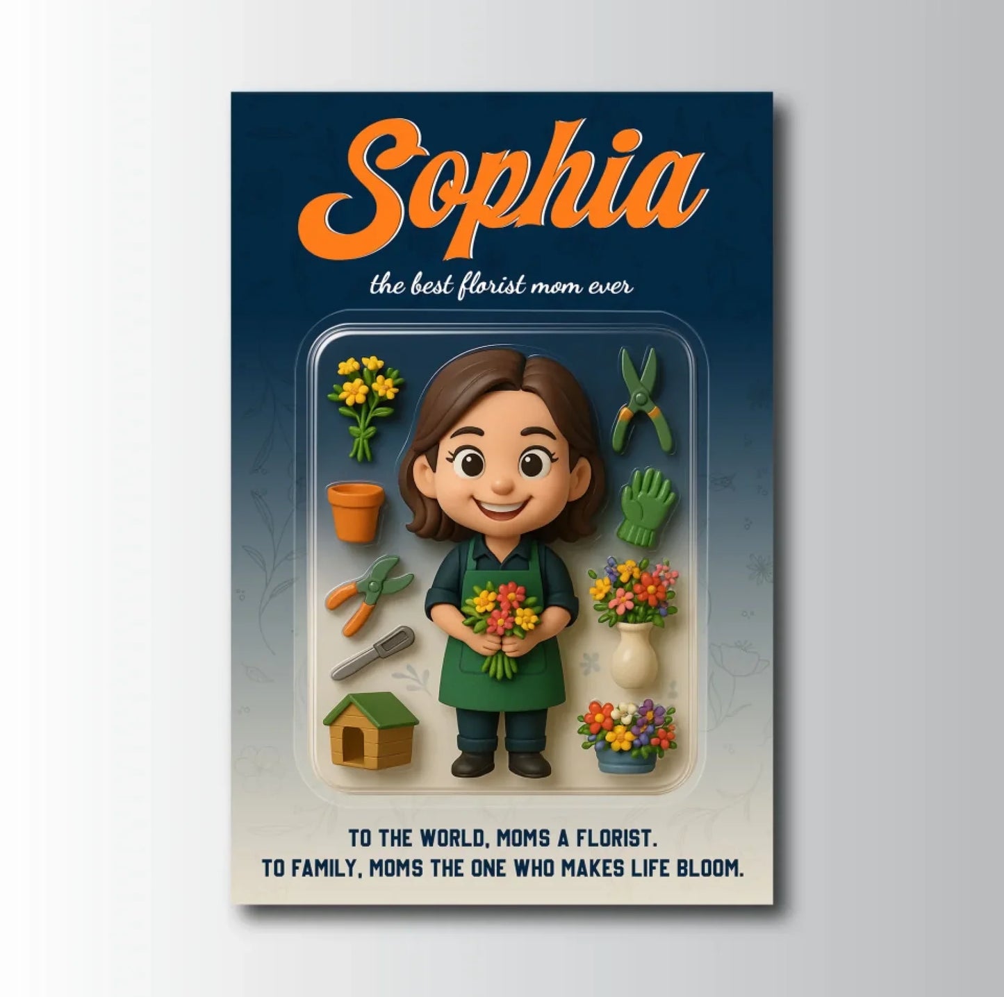 Mother’s Day Gift for Florist Mom - Custom Chibi Photo & Name – Personalized Wall Art - Custom Choo