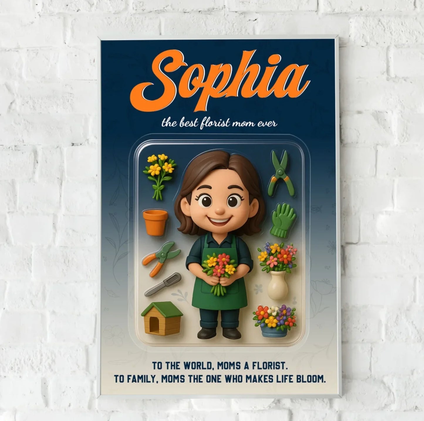 Mother’s Day Gift for Florist Mom - Custom Chibi Photo & Name – Personalized Wall Art - Custom Choo
