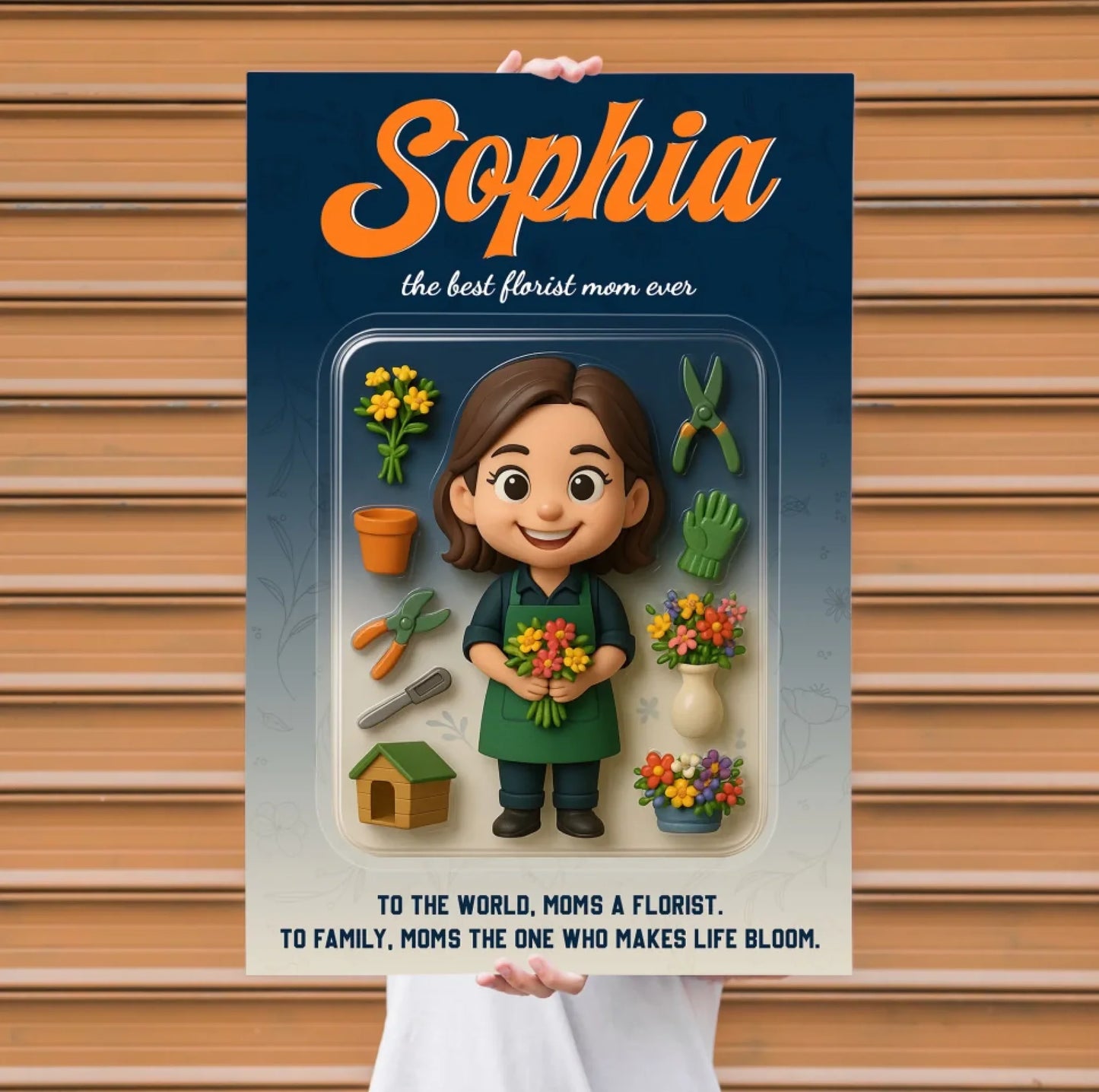 Mother’s Day Gift for Florist Mom - Custom Chibi Photo & Name – Personalized Wall Art - Custom Choo