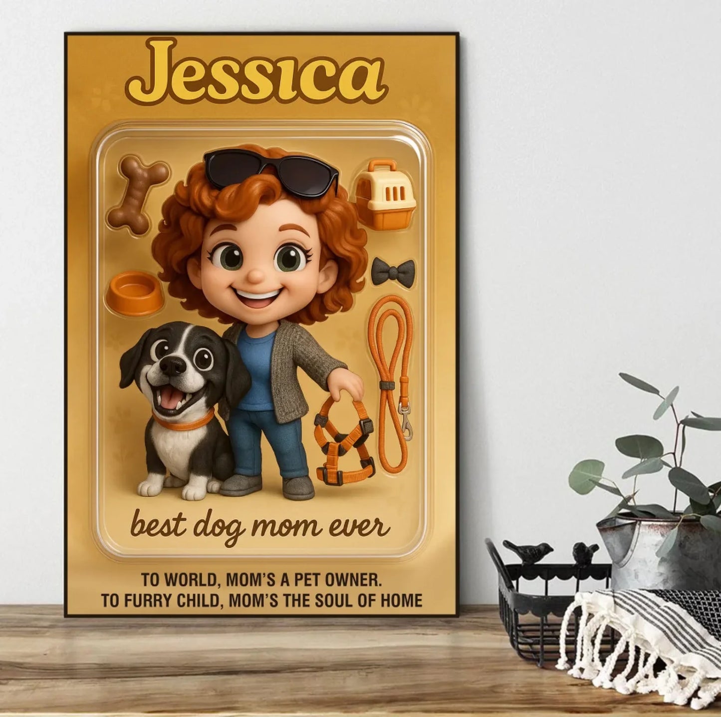 Mother’s Day Gift for Dog Mom - Custom Chibi Photo & Name – Personalized Wall Art - Custom Choo