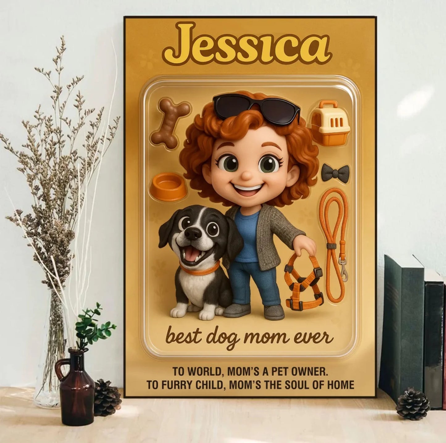 Mother’s Day Gift for Dog Mom - Custom Chibi Photo & Name – Personalized Wall Art - Custom Choo