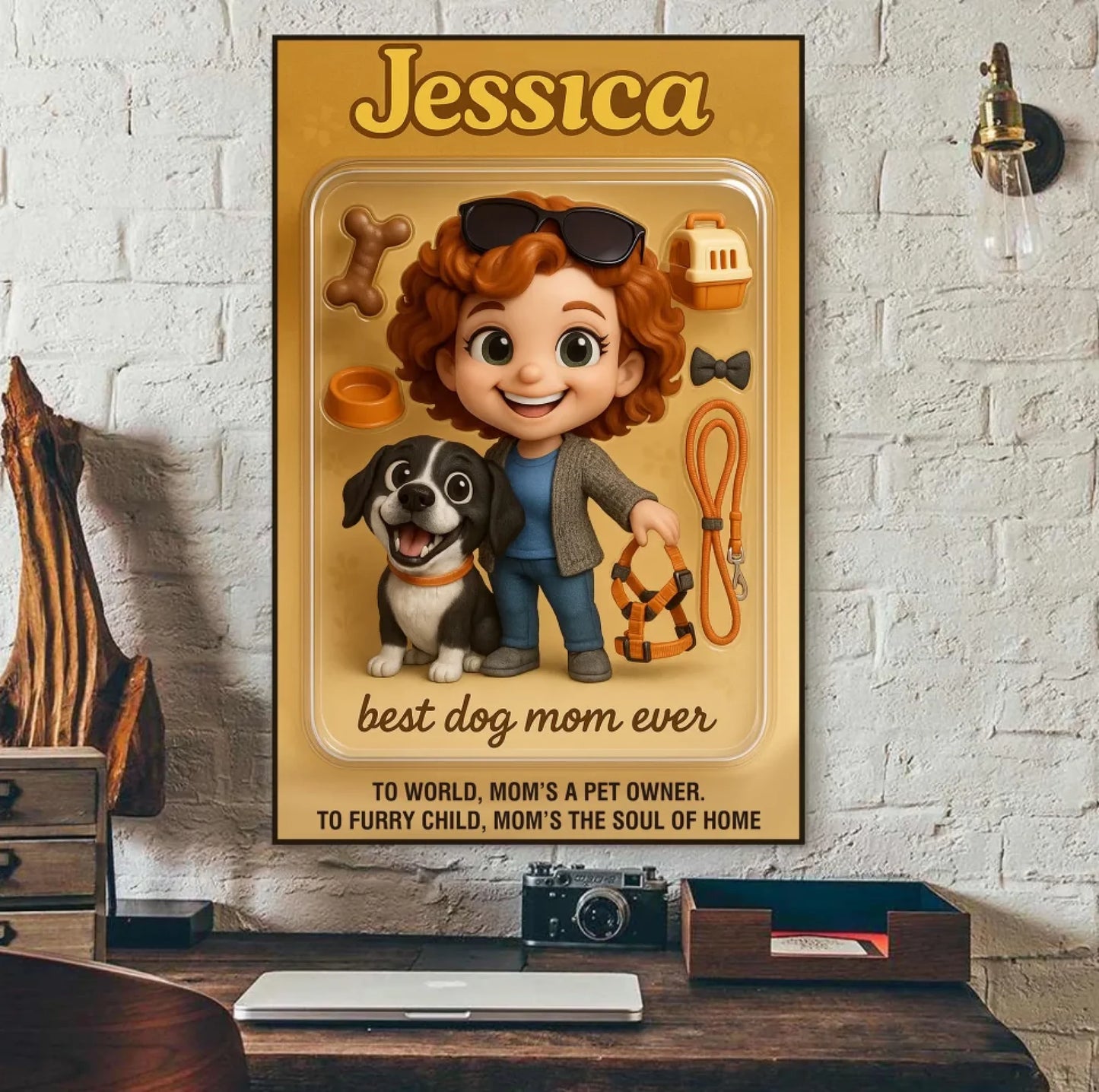 Mother’s Day Gift for Dog Mom - Custom Chibi Photo & Name – Personalized Wall Art - Custom Choo