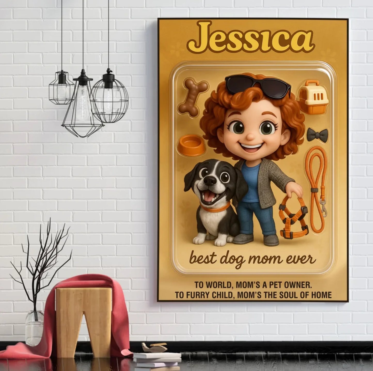 Mother’s Day Gift for Dog Mom - Custom Chibi Photo & Name – Personalized Wall Art - Custom Choo
