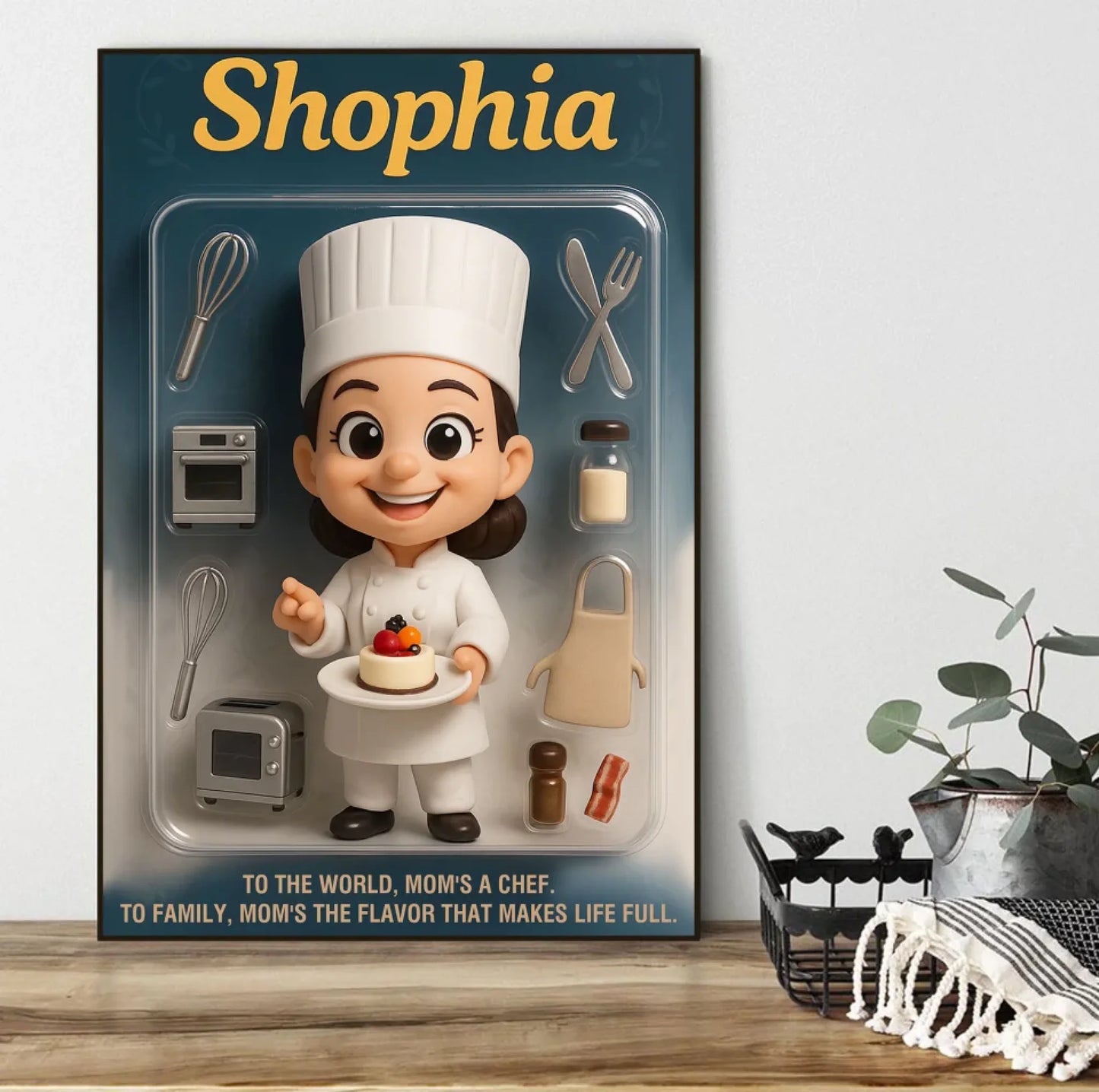 Mother’s Day Gift for Baker Mom - Custom Chibi Photo & Name – Personalized Wall Art - Custom Choo