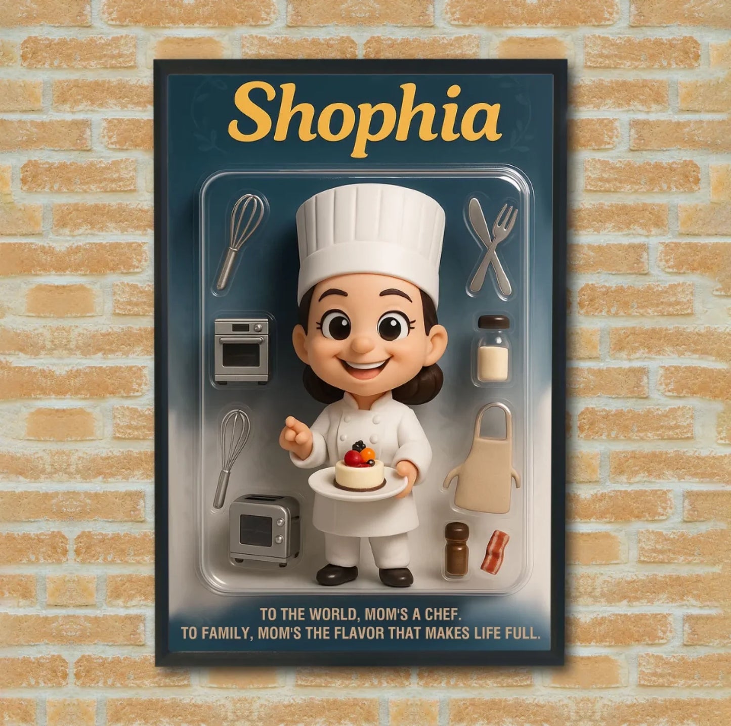 Mother’s Day Gift for Baker Mom - Custom Chibi Photo & Name – Personalized Wall Art - Custom Choo