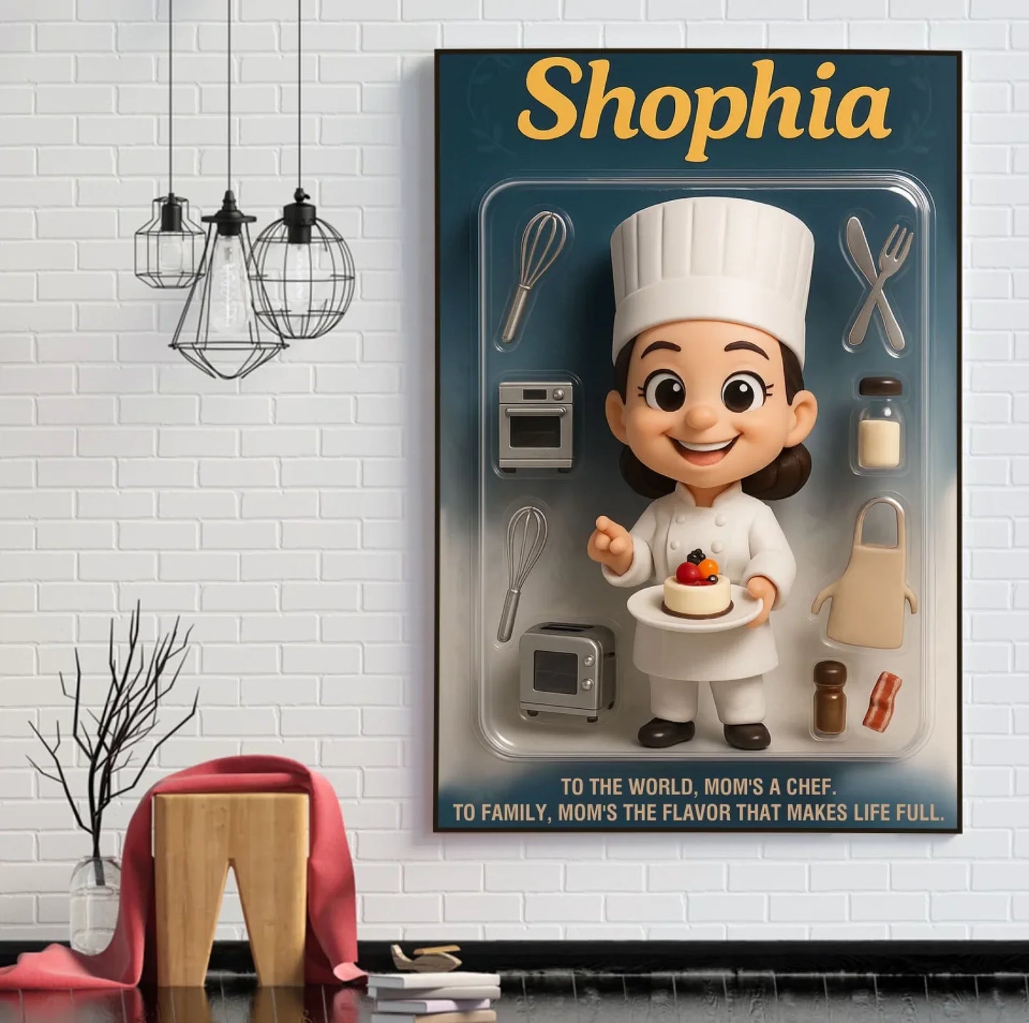 Mother’s Day Gift for Baker Mom - Custom Chibi Photo & Name – Personalized Wall Art - Custom Choo