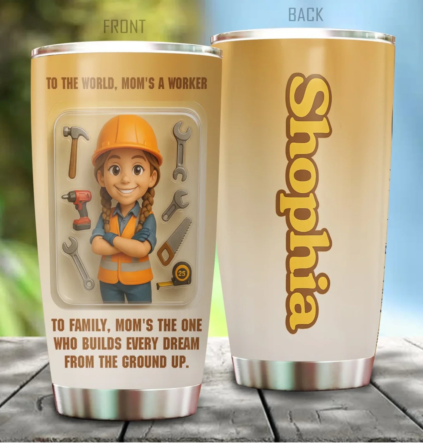 Laborer Mom Mother’s Day Gift - Custom Chibi Photo & Name – Personalized 20oz Tumbler - Custom Choo