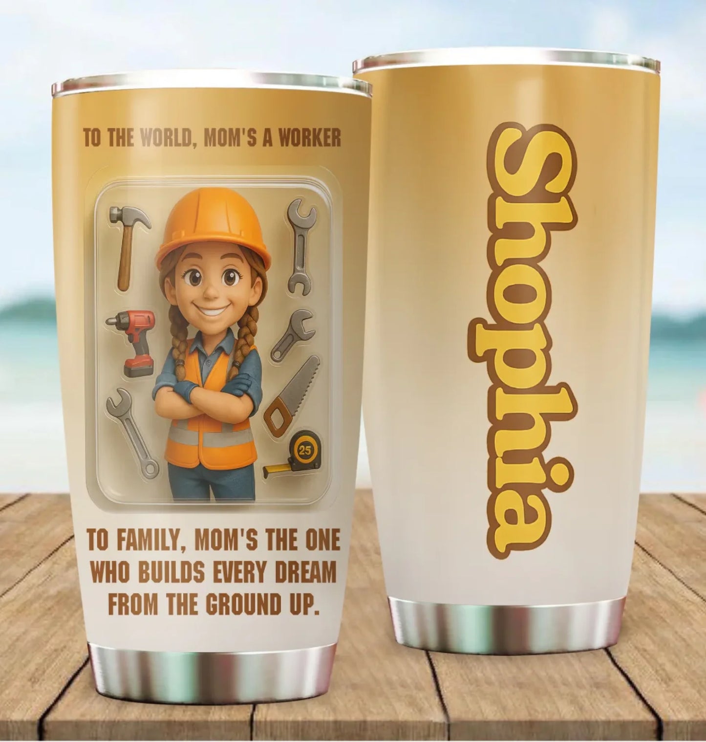 Laborer Mom Mother’s Day Gift - Custom Chibi Photo & Name – Personalized 20oz Tumbler - Custom Choo