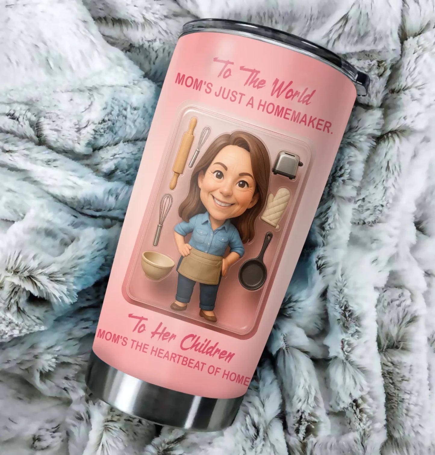 Homemaker Mom Mother’s Day Gift - Custom Chibi Photo & Name – Personalized 20oz Tumbler - Custom Choo