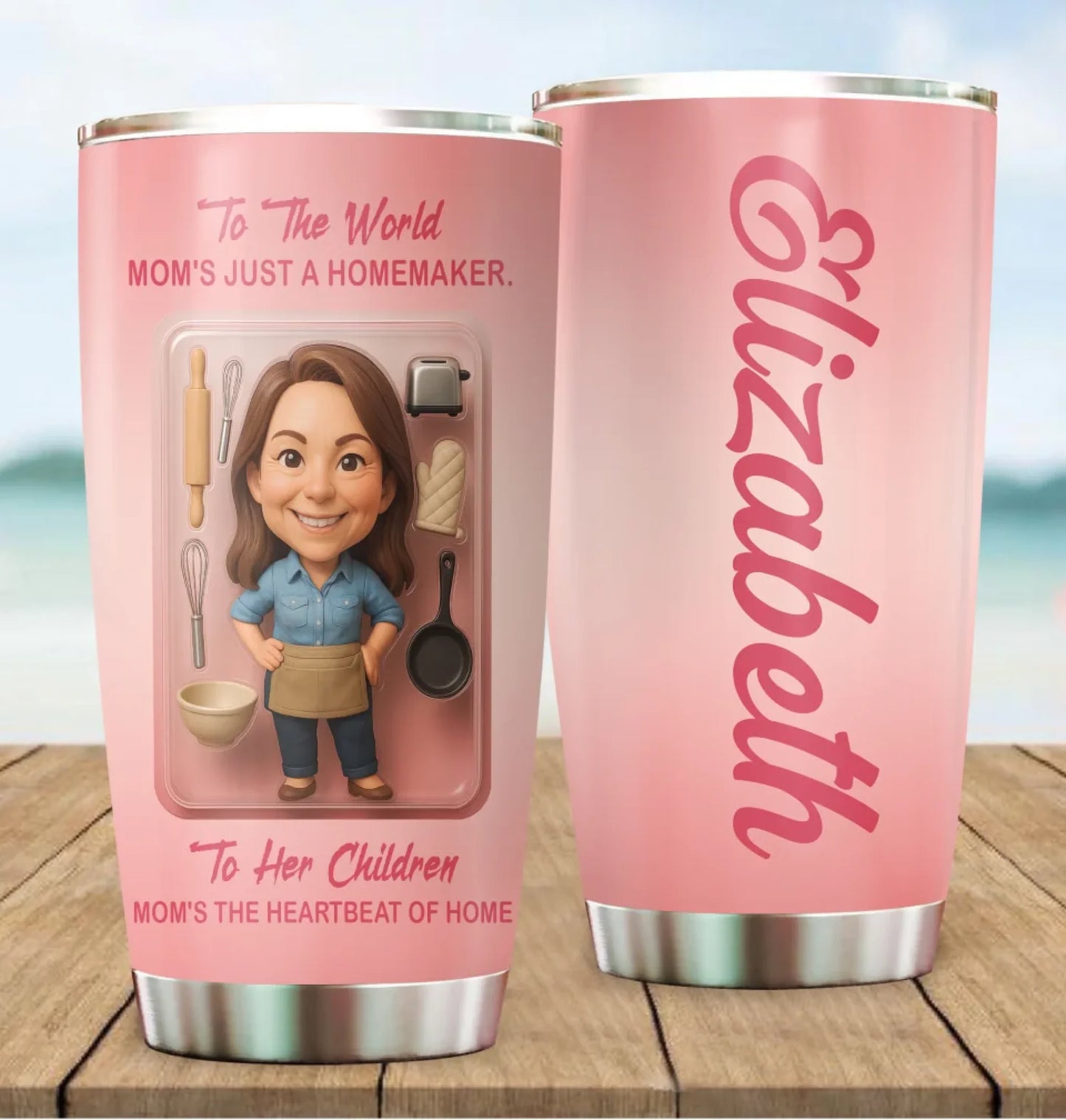 Homemaker Mom Mother’s Day Gift - Custom Chibi Photo & Name – Personalized 20oz Tumbler - Custom Choo